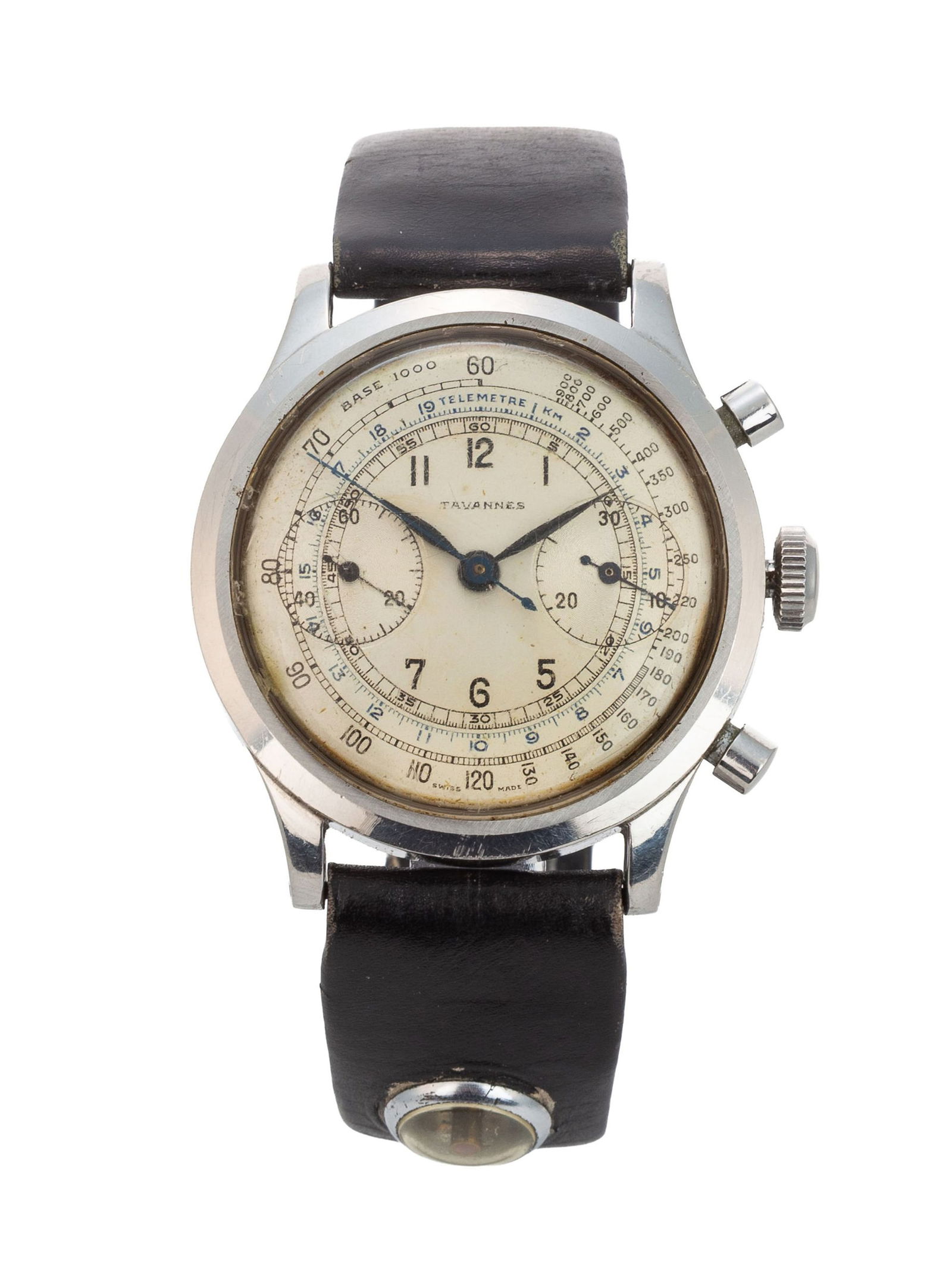 Tavannes, montre chronographe en acier, années 1950 Mouvement: mécanique Boîtier: (1 of 4)