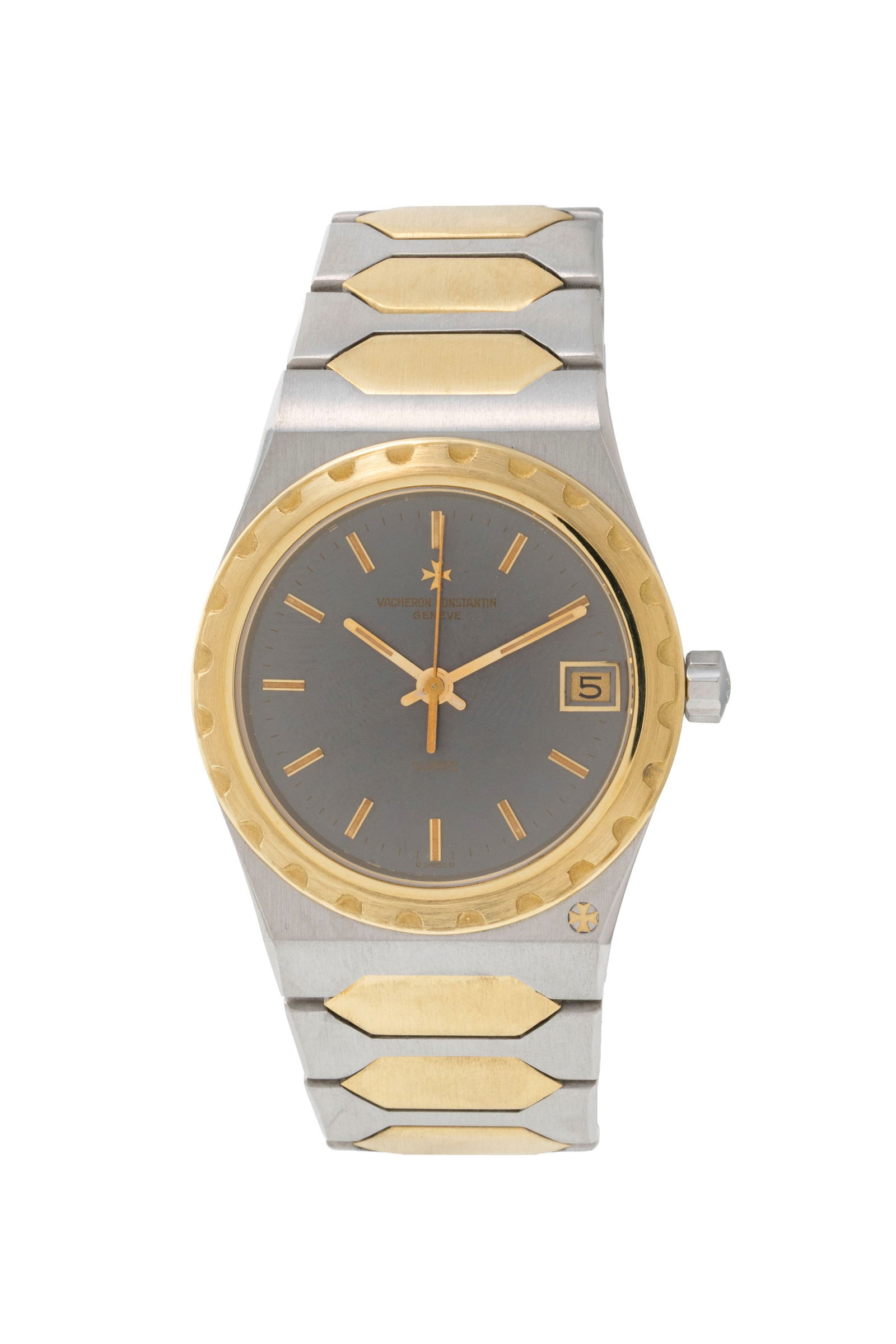 Vacheron Constantin, 222, réf. 46003/411, montre-bracelet en or 750 et acier, circa 1982 Mouv: Vacheron Constantin, 222, réf. 46003/411, montre-bracelet en or 750 et acier, circa 1982 Mouvement: cal. 1012, quartz, n°741352 Boîtier: n°558025, diam. 33 mm Complication: date