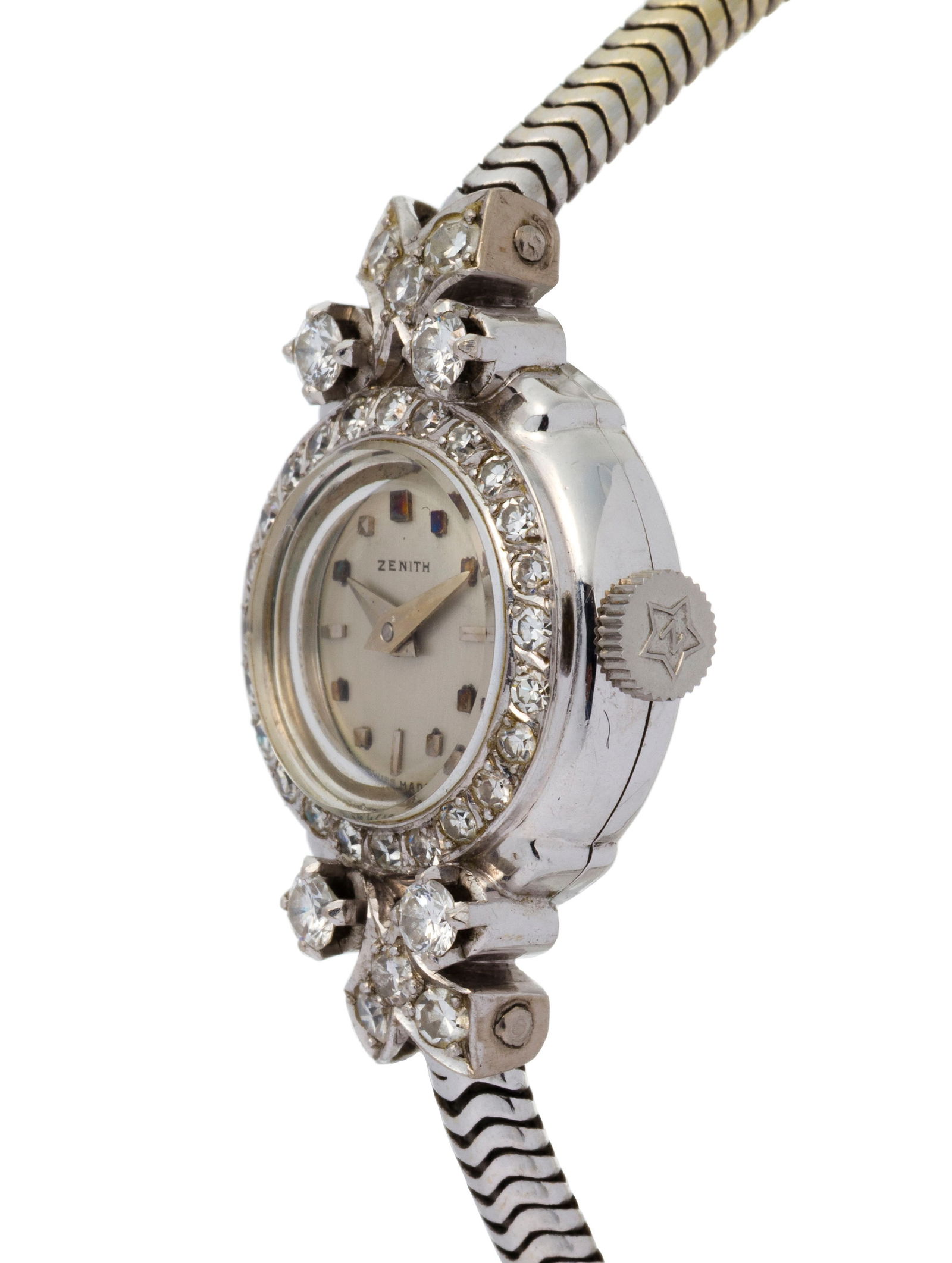 Zenith, montre-bracelet Art Déco en or gris 750 sertie de diamants Mouvement: mécanique, - 2