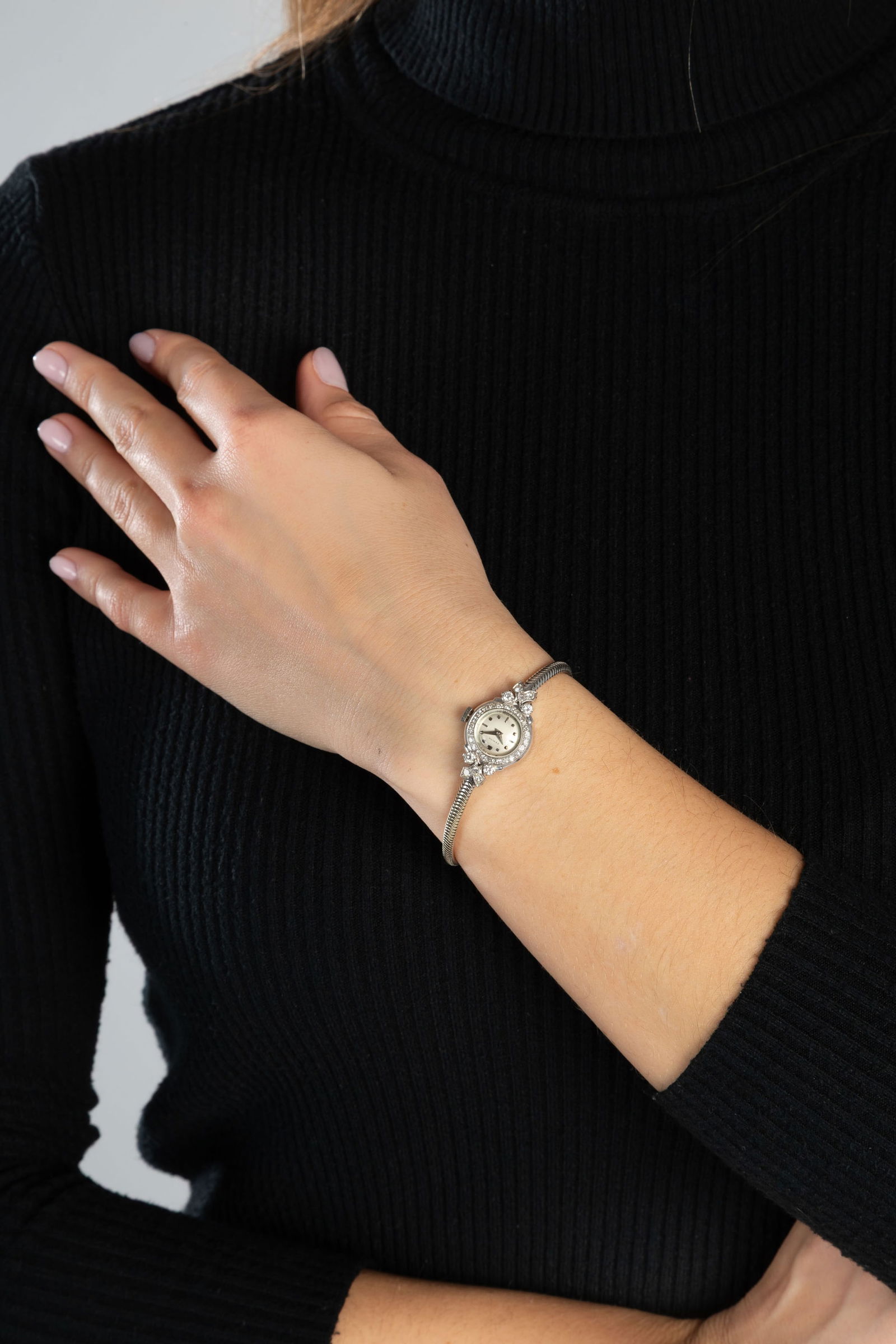 Zenith, montre-bracelet Art Déco en or gris 750 sertie de diamants Mouvement: mécanique, - 4