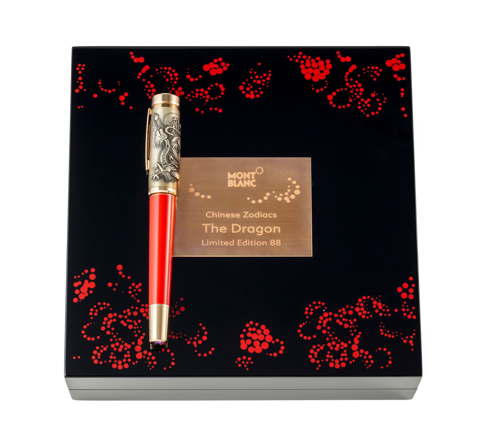 Montblanc, Signs & Symbols, The Yellow Dragon, Ed. Limitée n°13/88, stylo plume en or 750, - 3