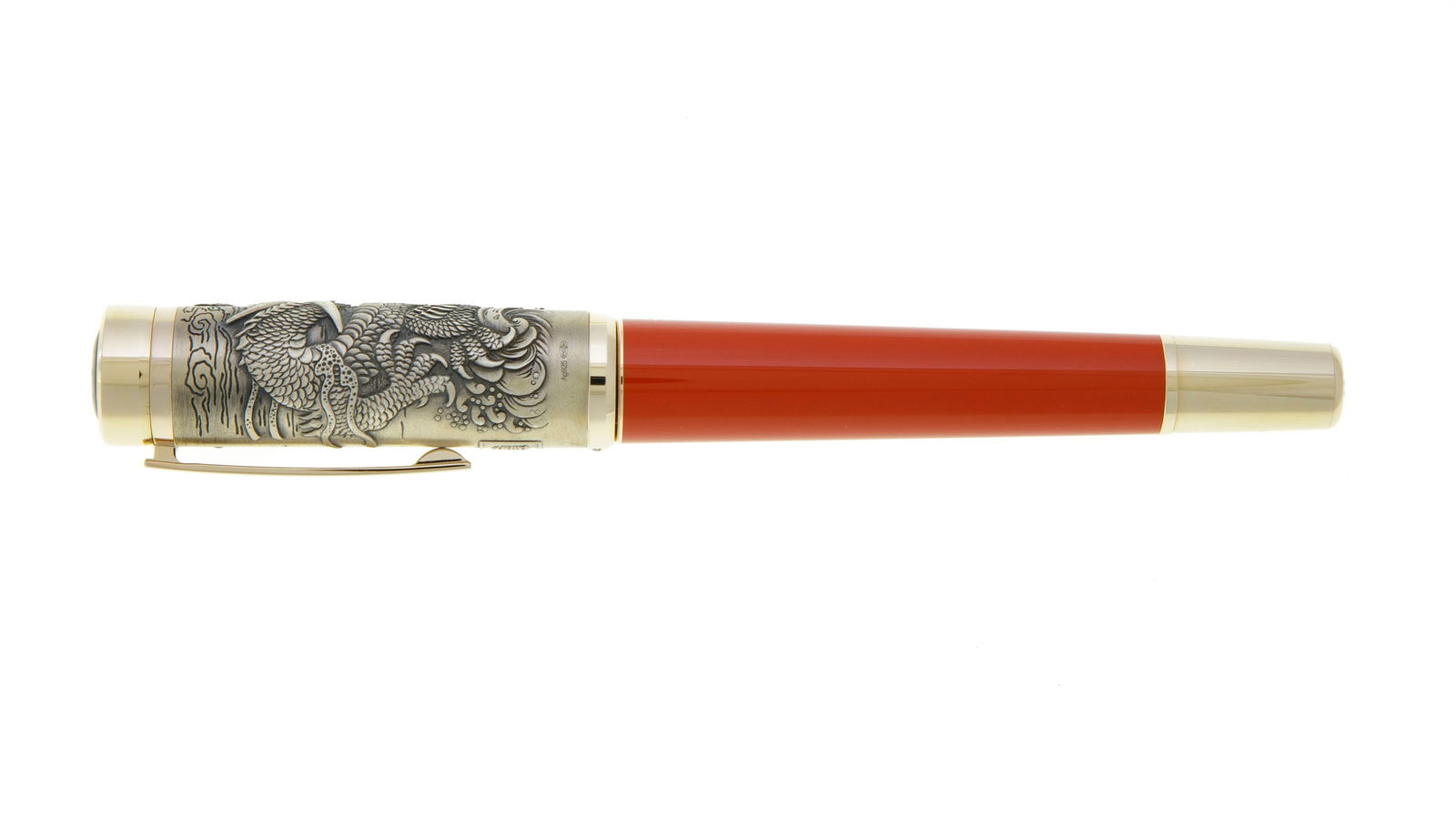 Montblanc, Signs & Symbols, The Water Dragon, Ed. Limitée n°01/88, stylo plume en or gris  - 2