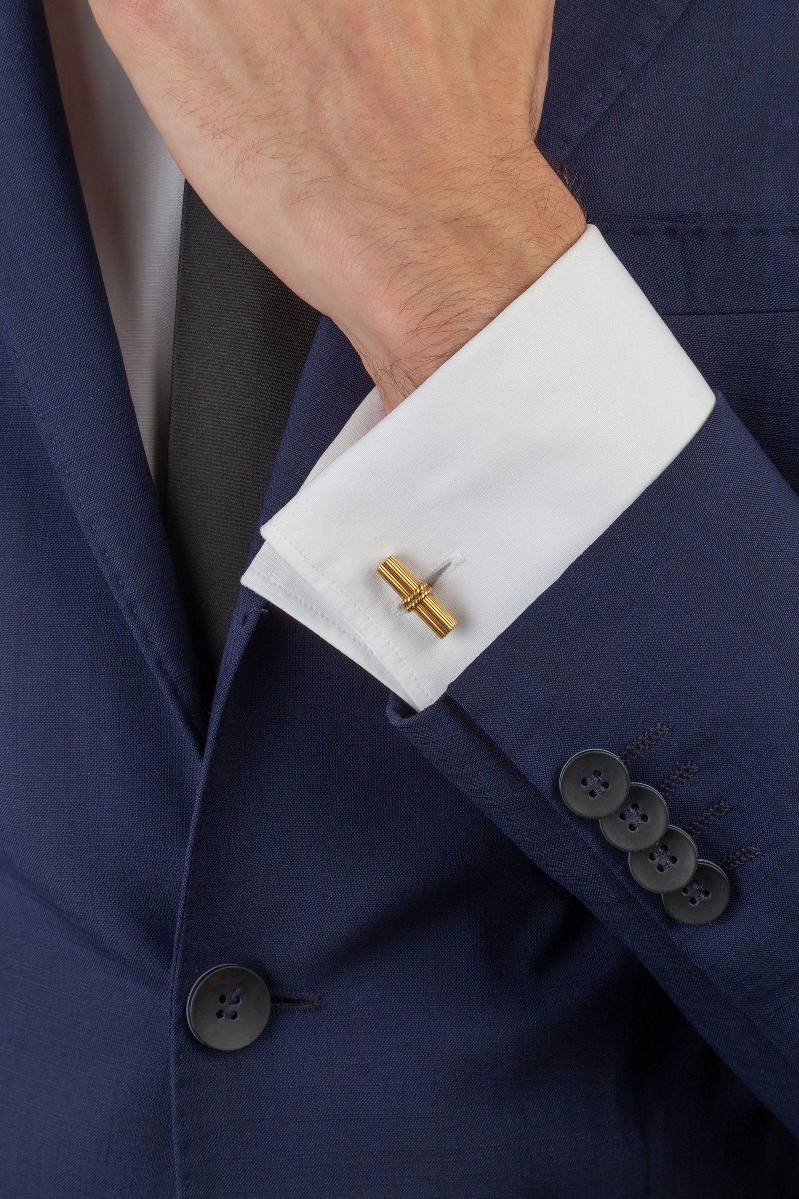 Cartier, paire de boutons de manchette or 750 avec deux paires de bâtonnets interchangeables en - 3