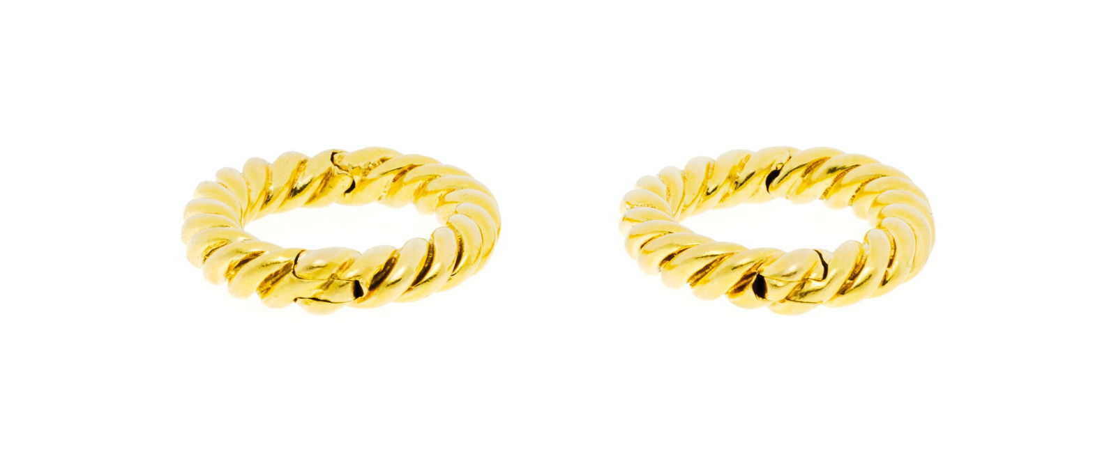 David Webb, paire de boutons de manchette or 750 torsadé, signés, h. 2.5 cm, 19g - 2