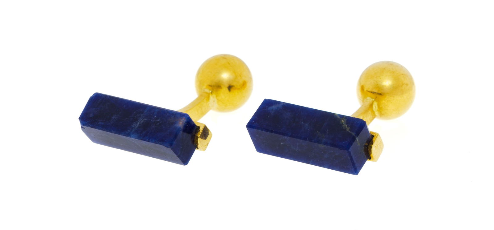 Pierre Cardin, paire de boutons de manchette or 750 ornés de bâtonnets de sodalite, sign&# - 3