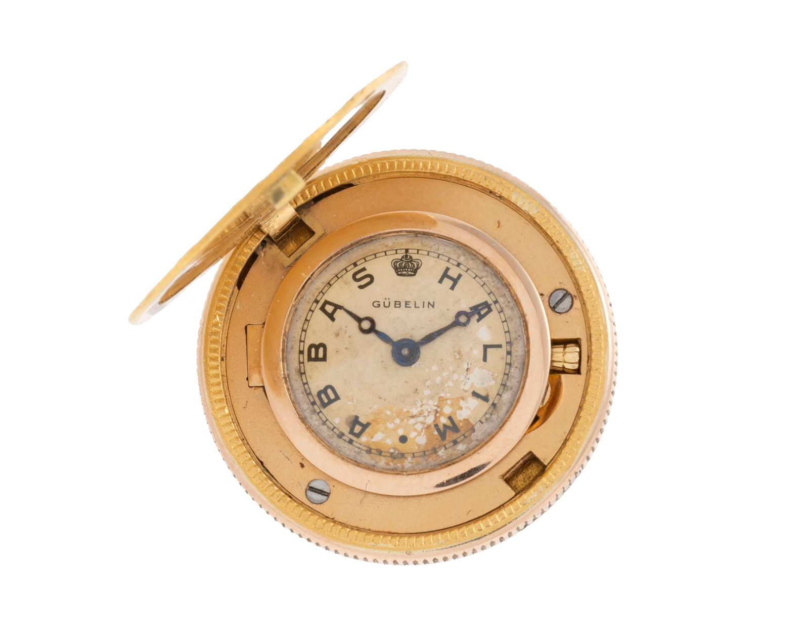 Gübelin, montre de poche secrète en or 750 et laiton dans une pièce de 10 dollars dat: Gübelin, montre de poche secrète en or 750 et laiton dans une pièce de 10 dollars datant de 1907 Mouvement: mécanique, n°10583 Boîtier: n°36705, diam. 27 mm