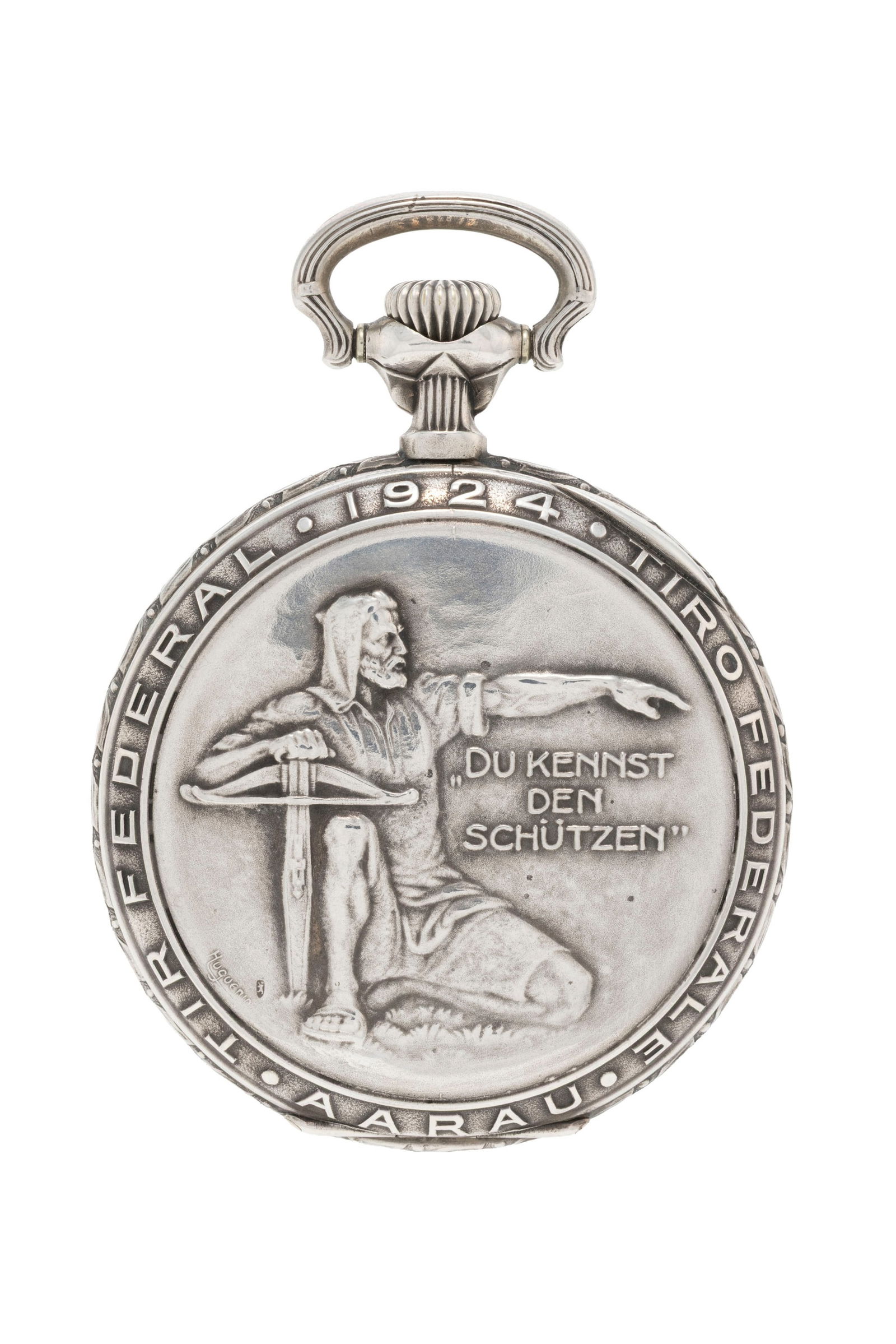 Zenith et Huguenin pour le Tir Fédéral d'Aarau 1924, montre de poche petite seconde en arg - 3