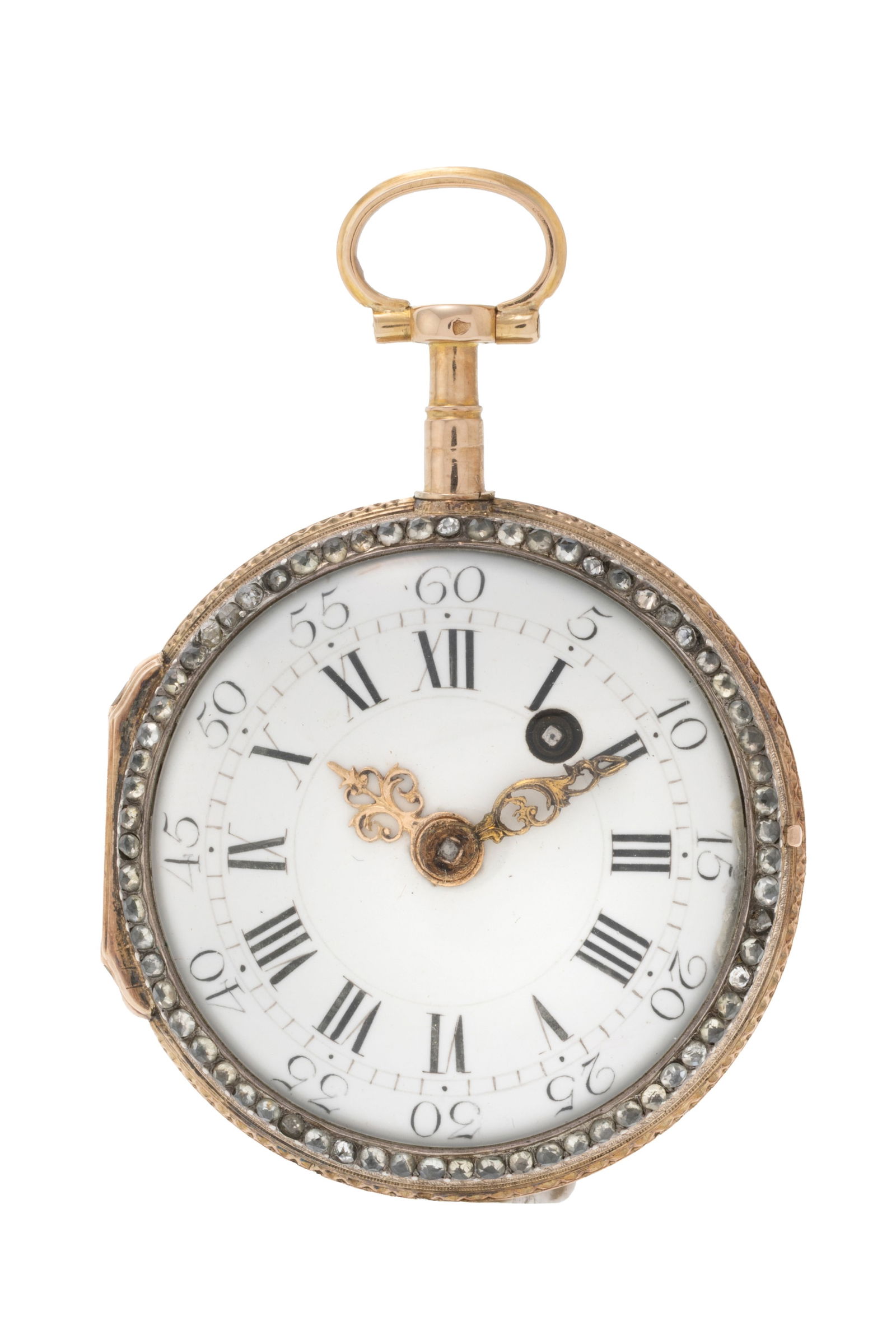 Julien Le Roy Paris, montre de poche à coq en or 585 et argent ornée d'une miniature é - 2