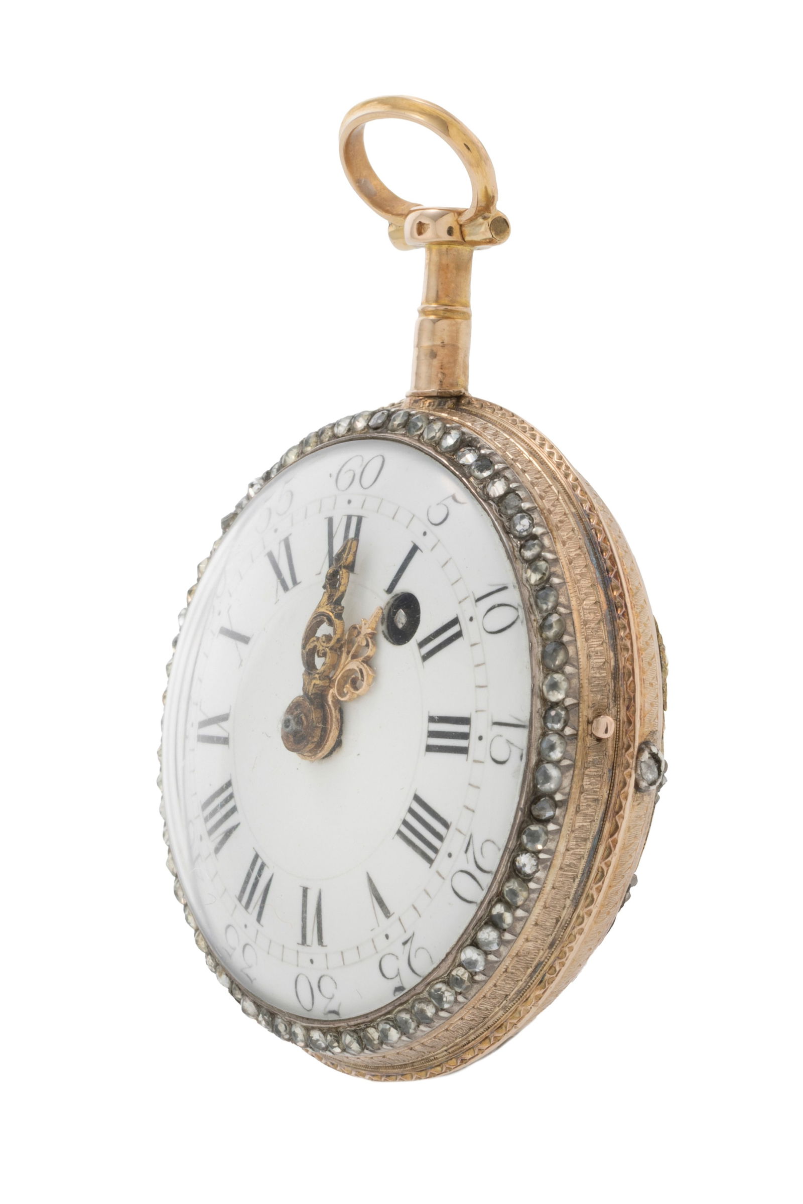 Julien Le Roy Paris, montre de poche à coq en or 585 et argent ornée d'une miniature é - 3