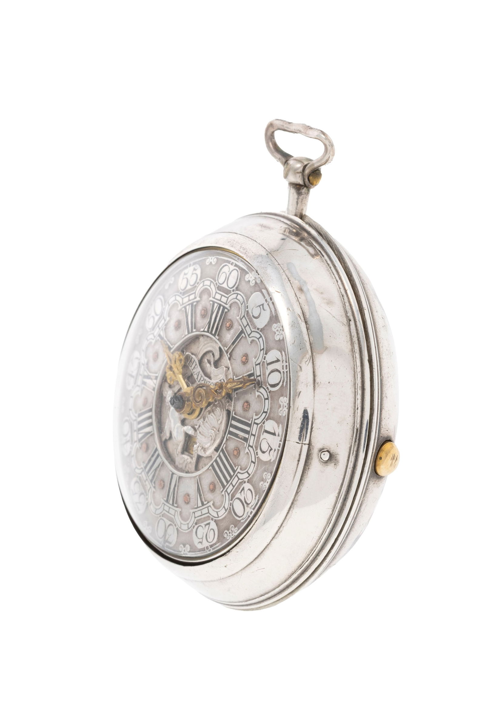 Shearwood London, montre de poche et boîtier de protection en argent avec indication de la date - 2