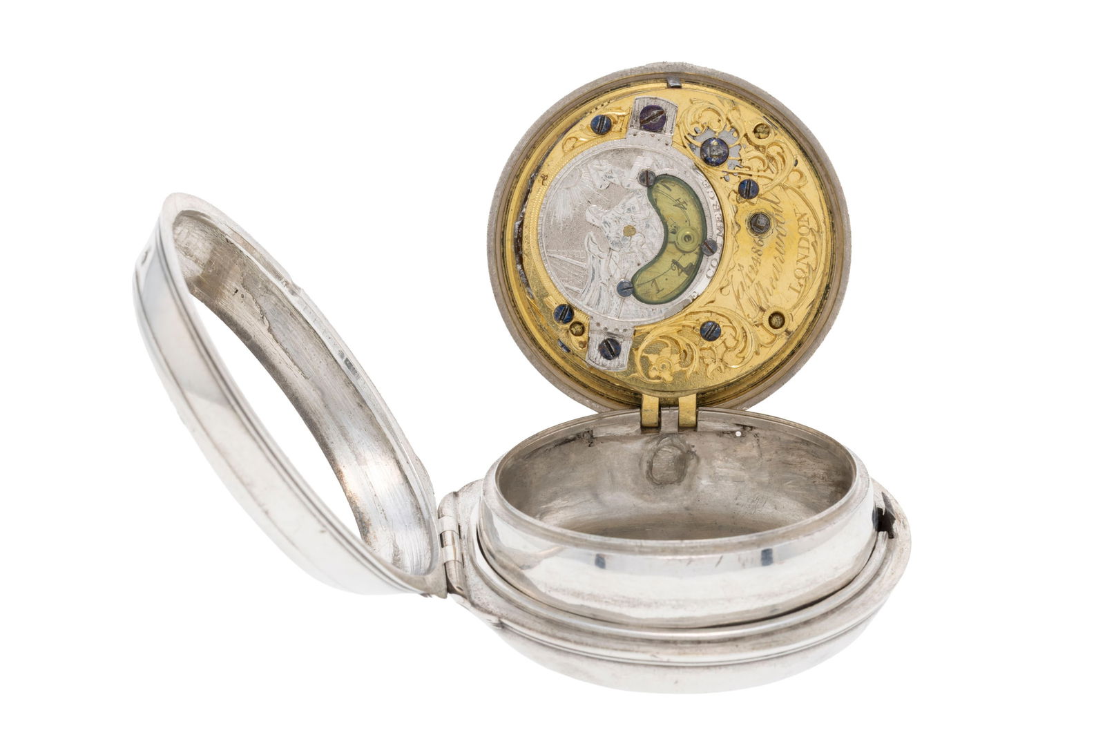 Shearwood London, montre de poche et boîtier de protection en argent avec indication de la date - 4