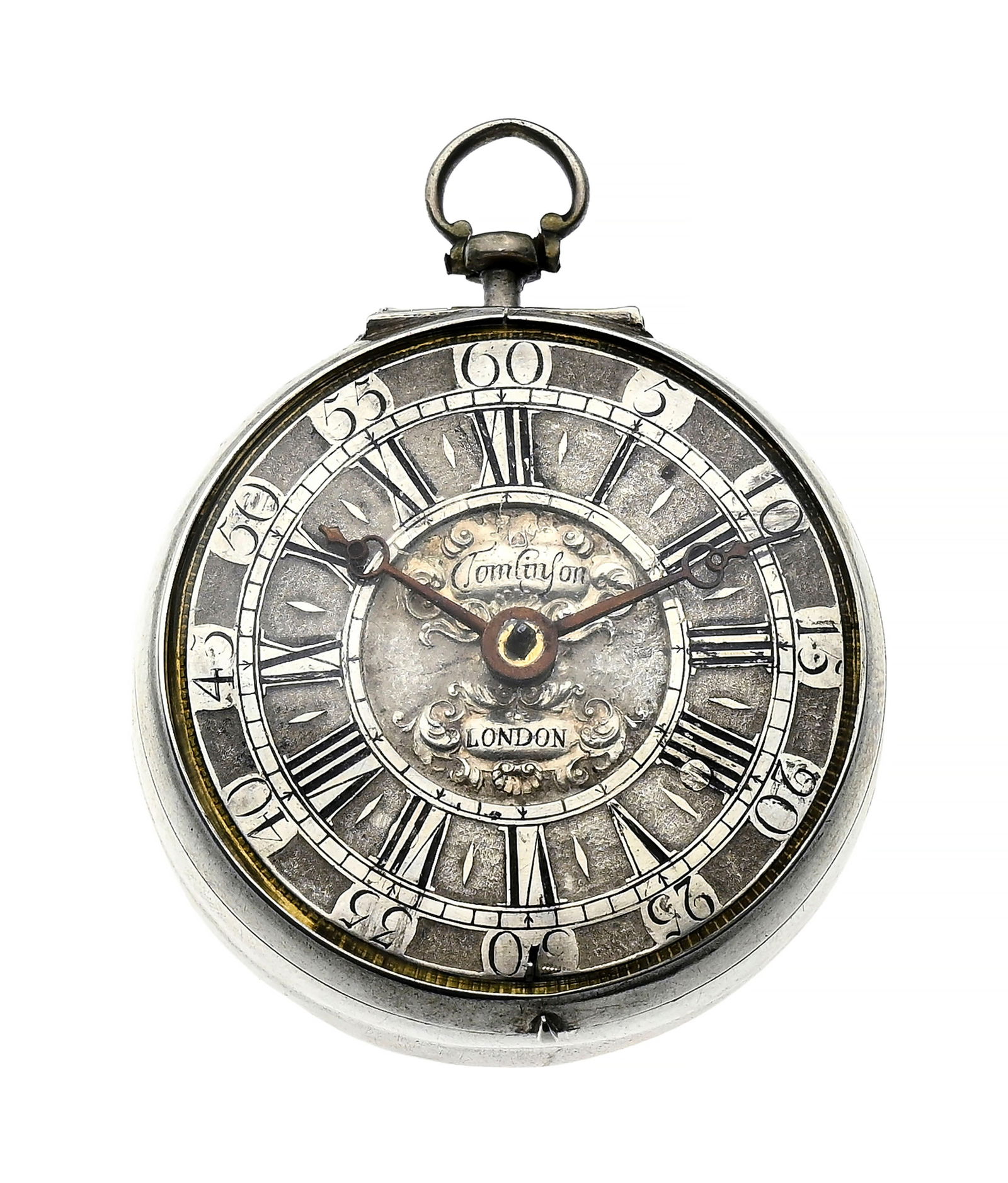 William Tomlinson London, montre de poche à coq et boîtier de protection en argent, XVIIIe - 5