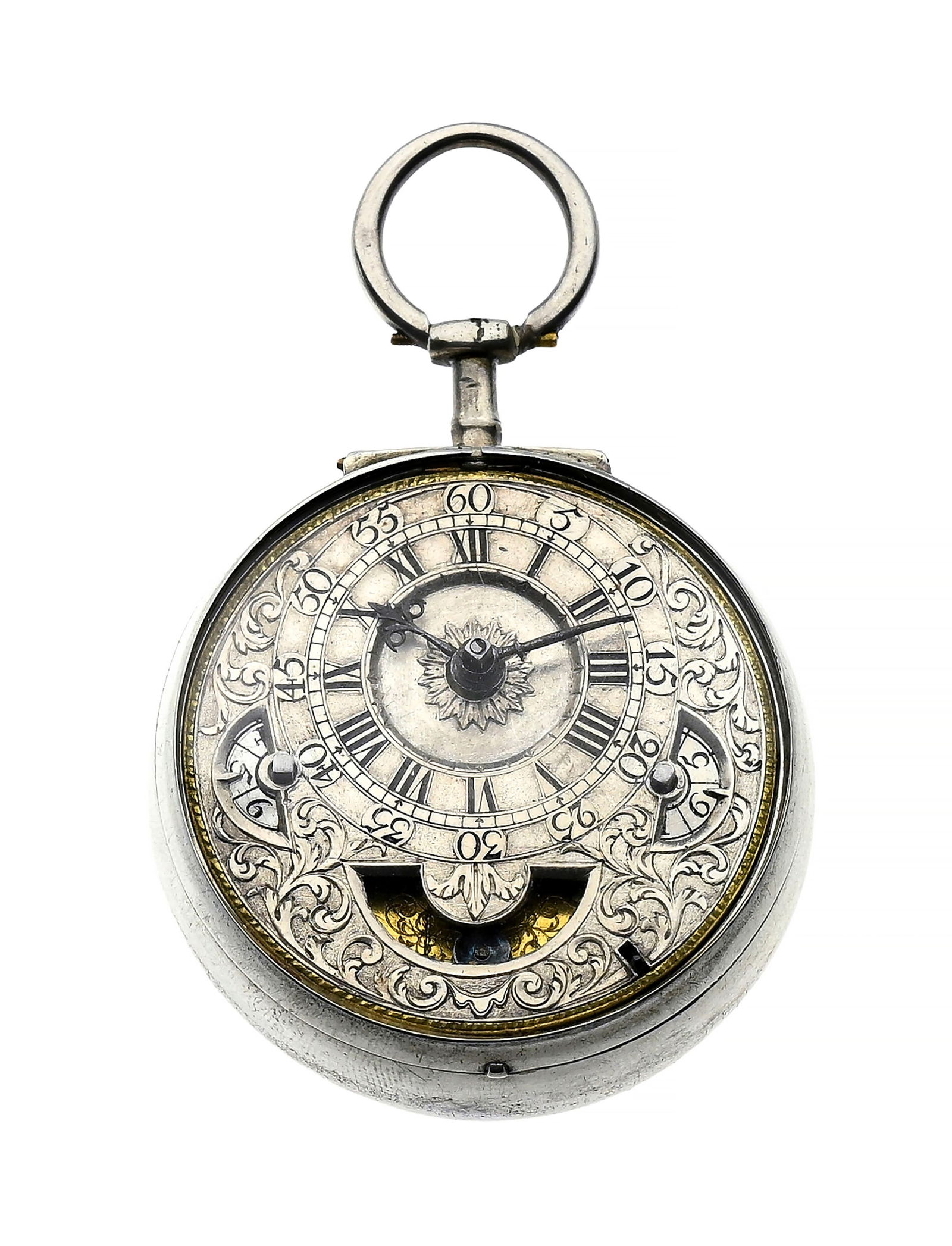 Finch London, montre de poche et boîtier de protection en argent avec faux pendule, XVIIIe s.  - 6