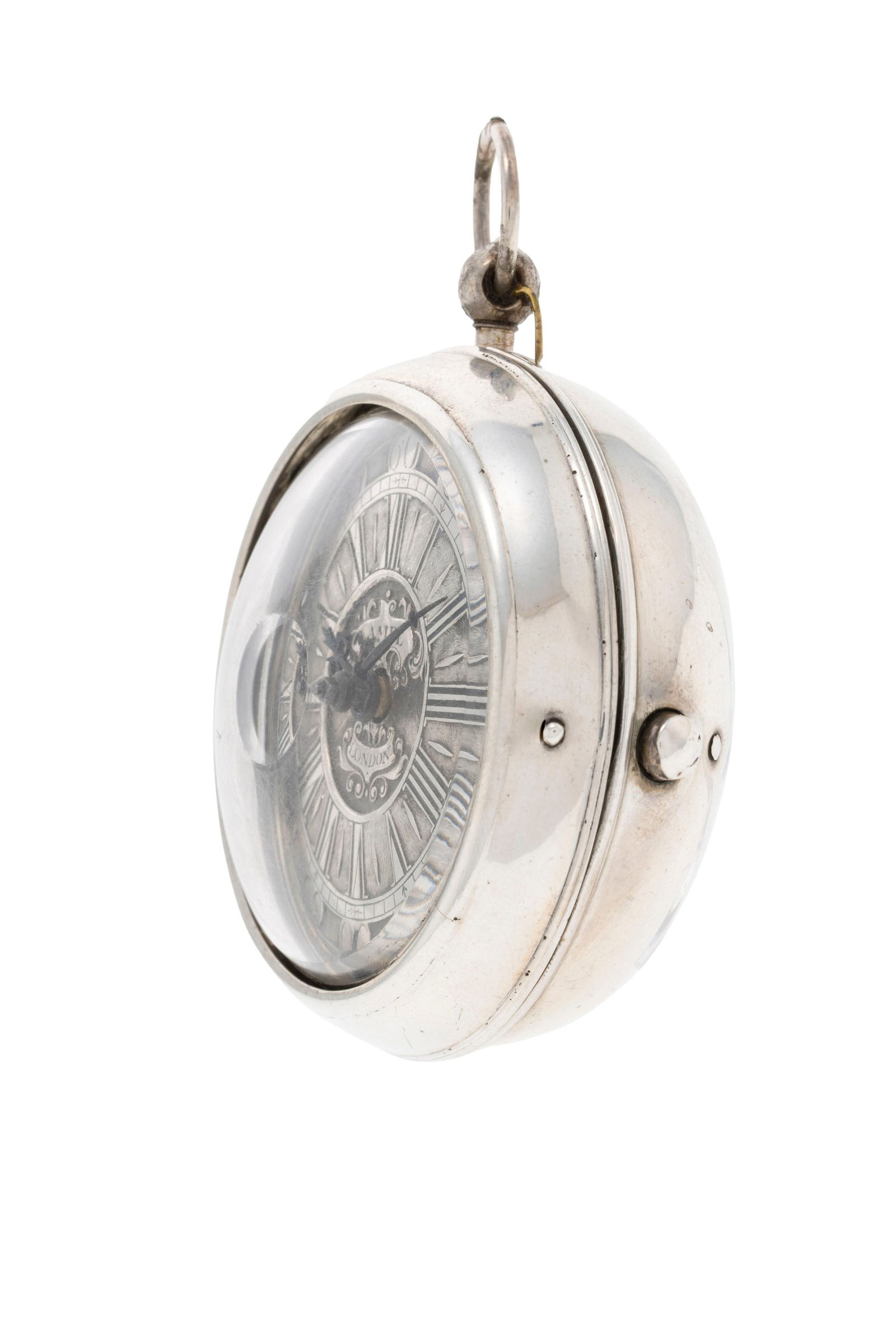 John Lampe London, montre de poche à coq en argent avec boîtier de protection, XVIIIe s.  - 2