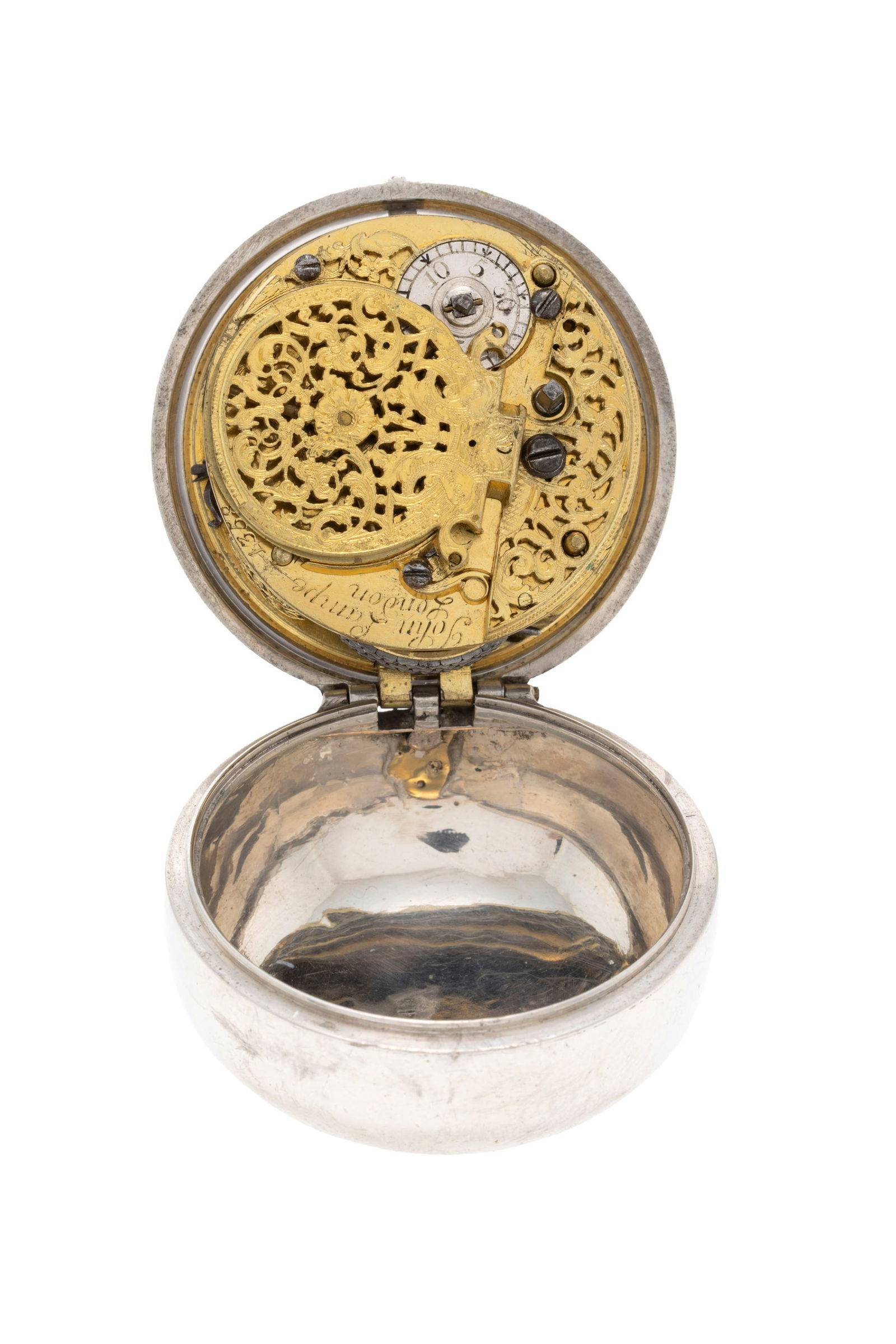 John Lampe London, montre de poche à coq en argent avec boîtier de protection, XVIIIe s.  - 4
