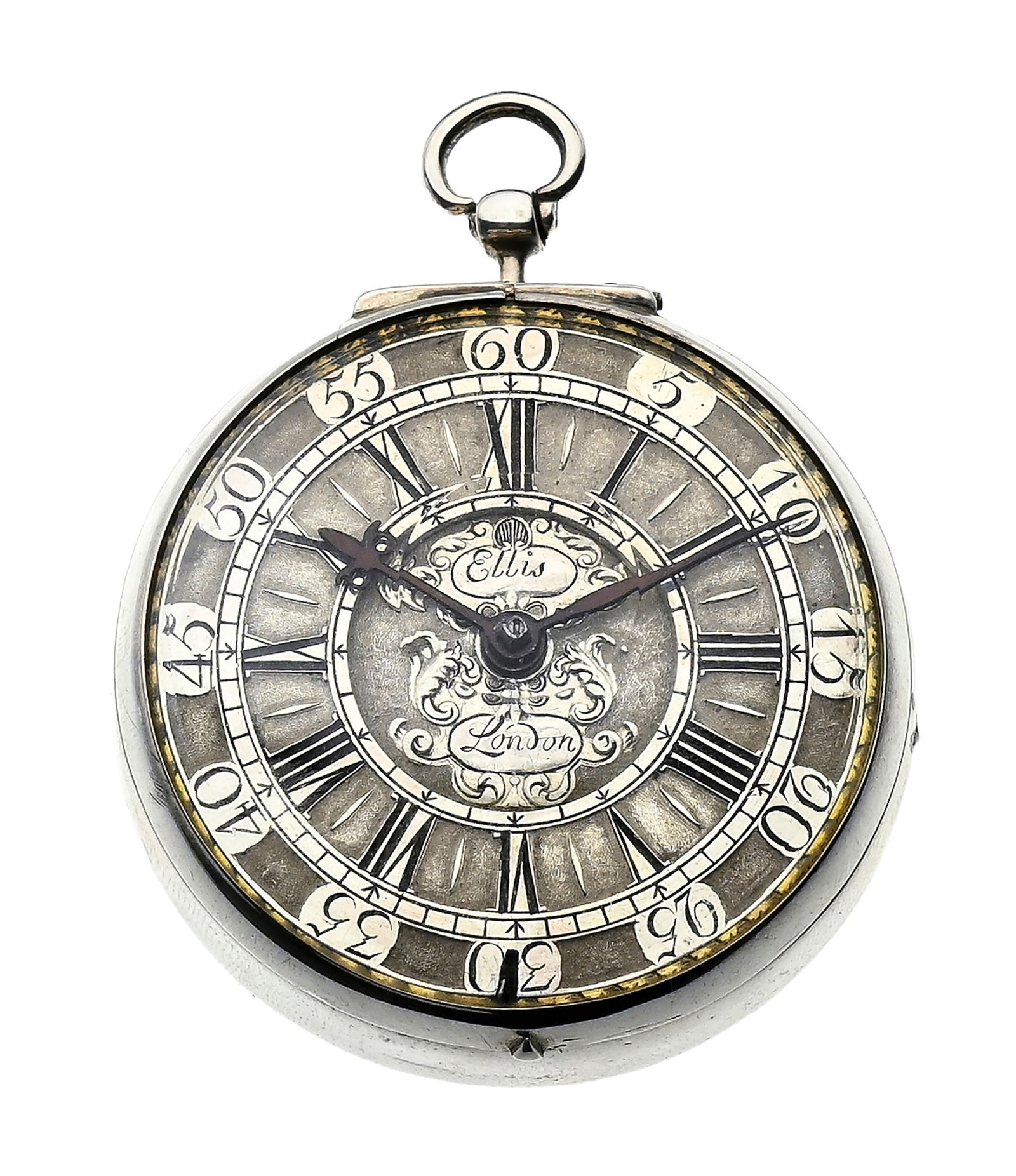 Ellis London, montre de poche à coq et boîtier de protection en argent, XVIIIe s. Mouvem - 5