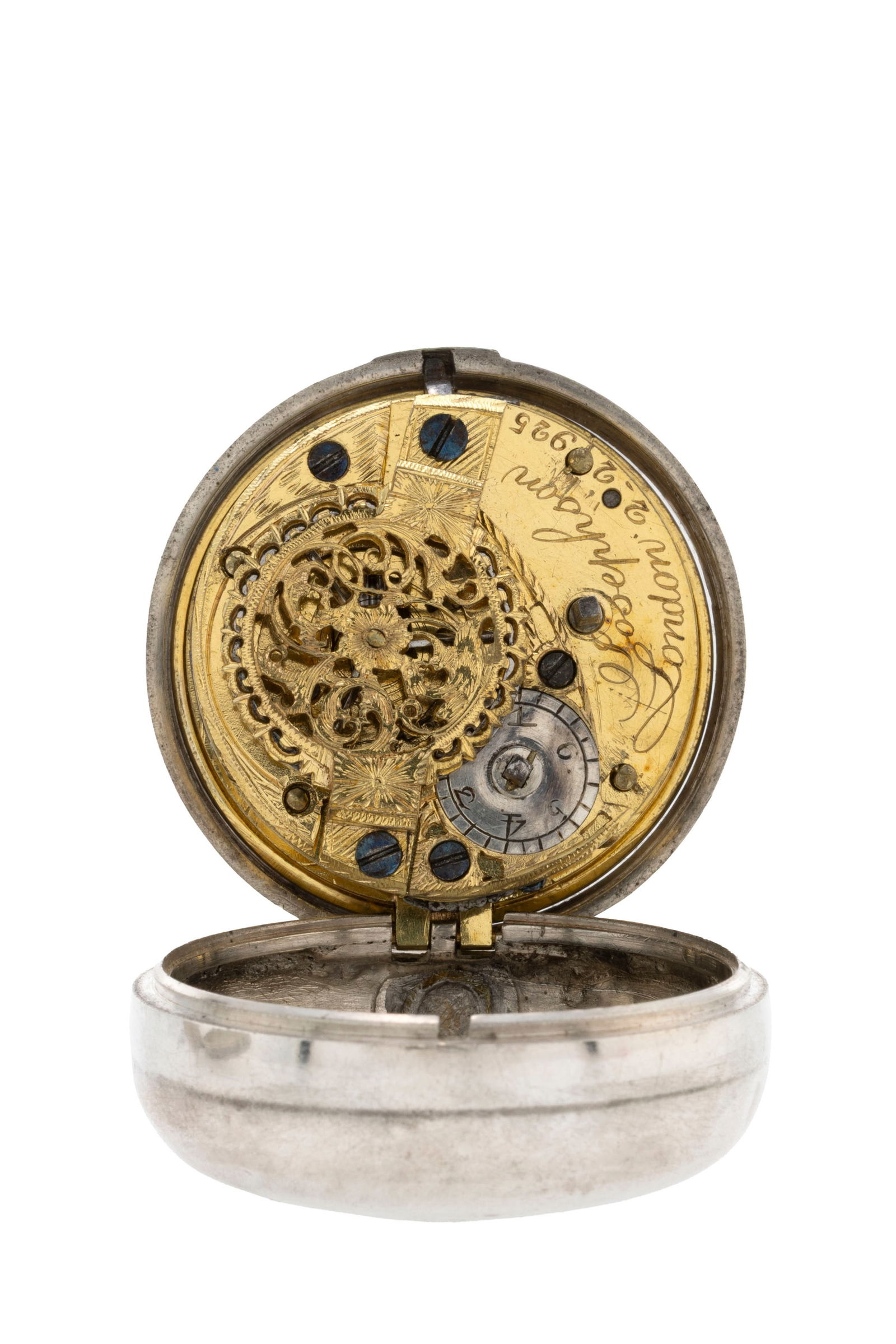 Josephson London, montre de poche à coq en argent avec boîtier de protection en argent rep - 3