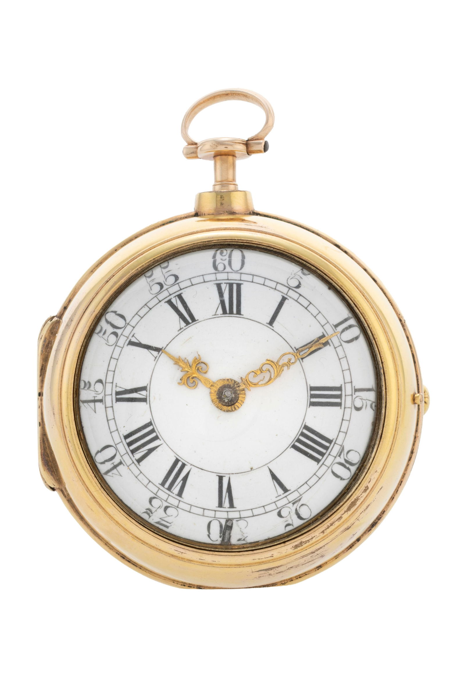 Gibbs London, montre de poche à coq et boîtier de protection en vermeil, circa 1752 Mouv: Gibbs London, montre de poche à coq et boîtier de protection en vermeil, circa 1752 Mouvement: mécanique Boîtier: diam. 43 mm Boîtier de protection: diam. 50 mm Signature: mou