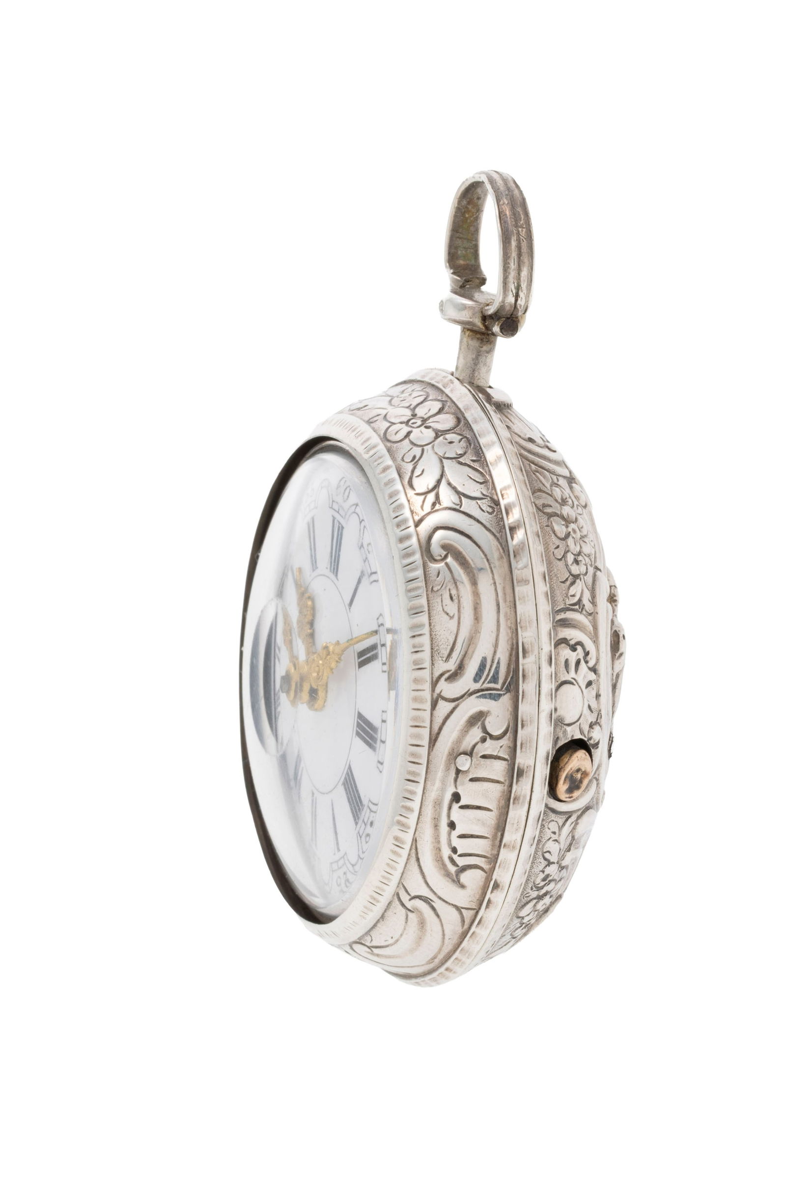 John Wilter London, montre de poche à coq en argent avec boîtier de protection en argent r - 3