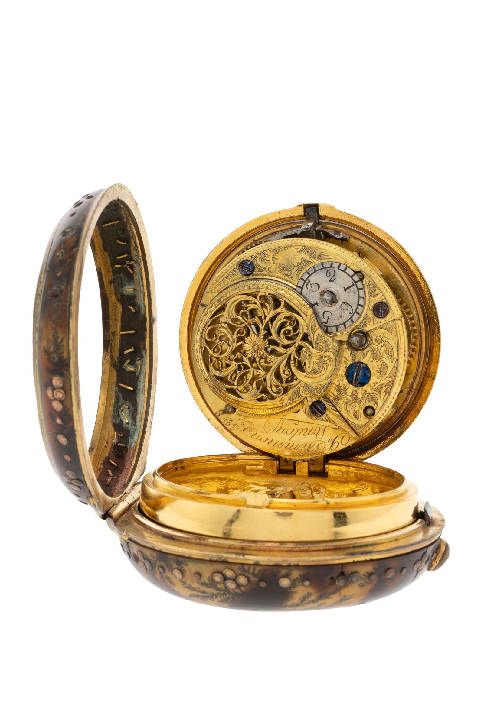 Simmons London, montre de poche à coq en laiton avec boîtier de protection en laiton orn&# - 4