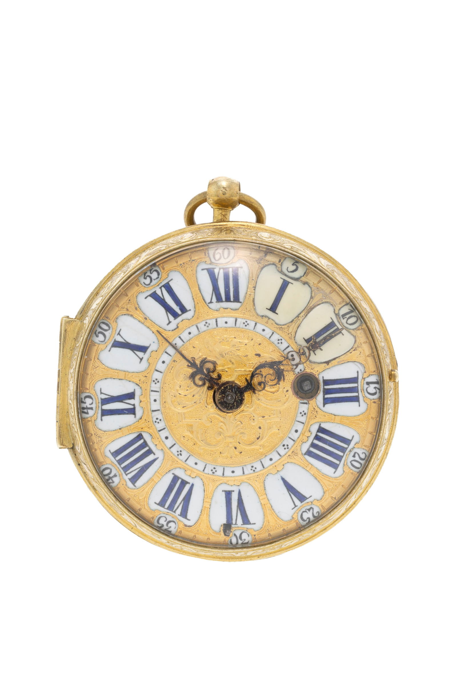 Gilles Martinot à Paris, montre de poche à coq en laiton gravée d'une scène myth: Gilles Martinot à Paris, montre de poche à coq en laiton gravée d'une scène mythologique représentant Amphitrite, XVIIIe s. Mouvement: mécanique Boîtier. diam. 58