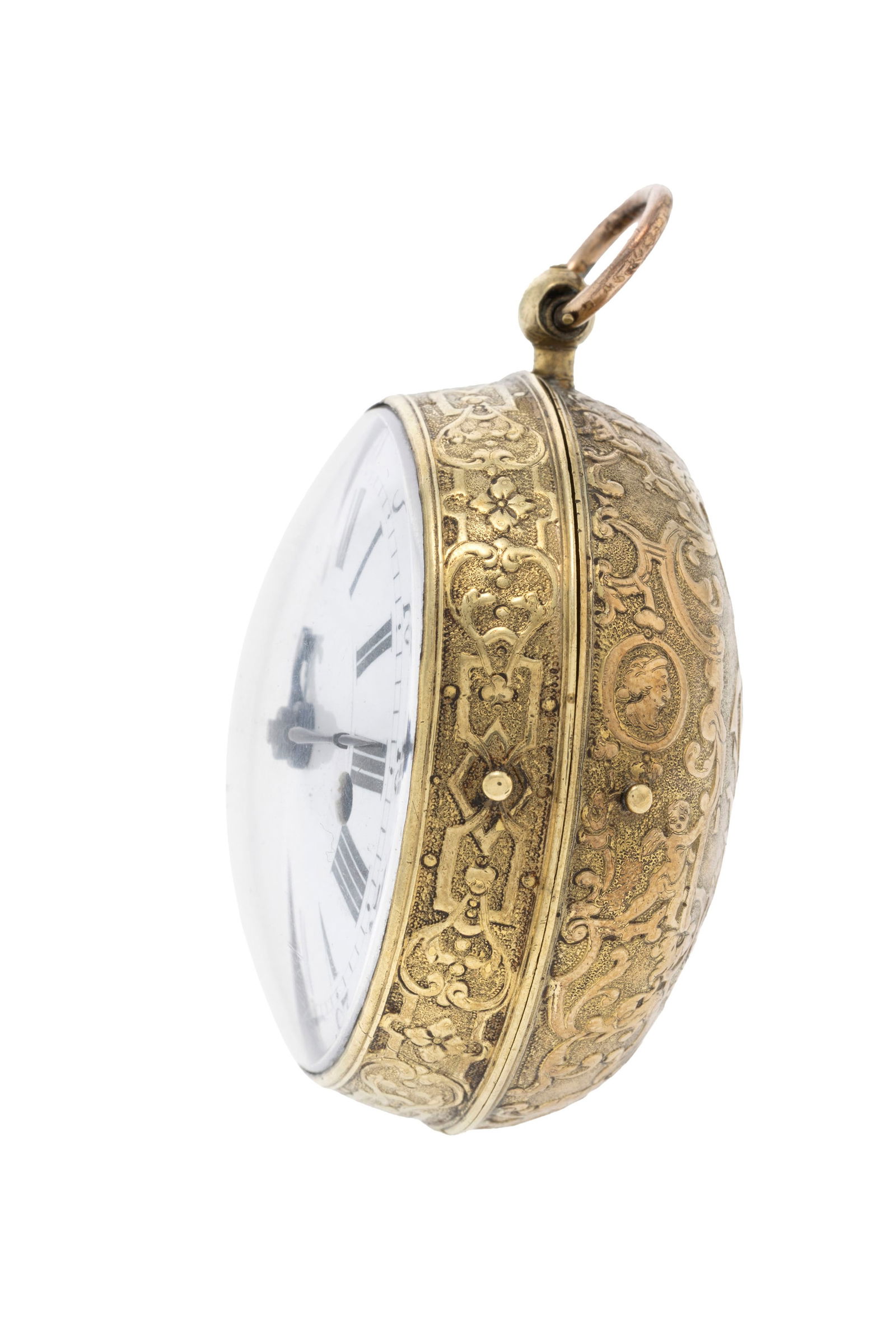 Testu à Paris, montre de poche à coq en laiton gravé d'une scène mythologique, X - 2