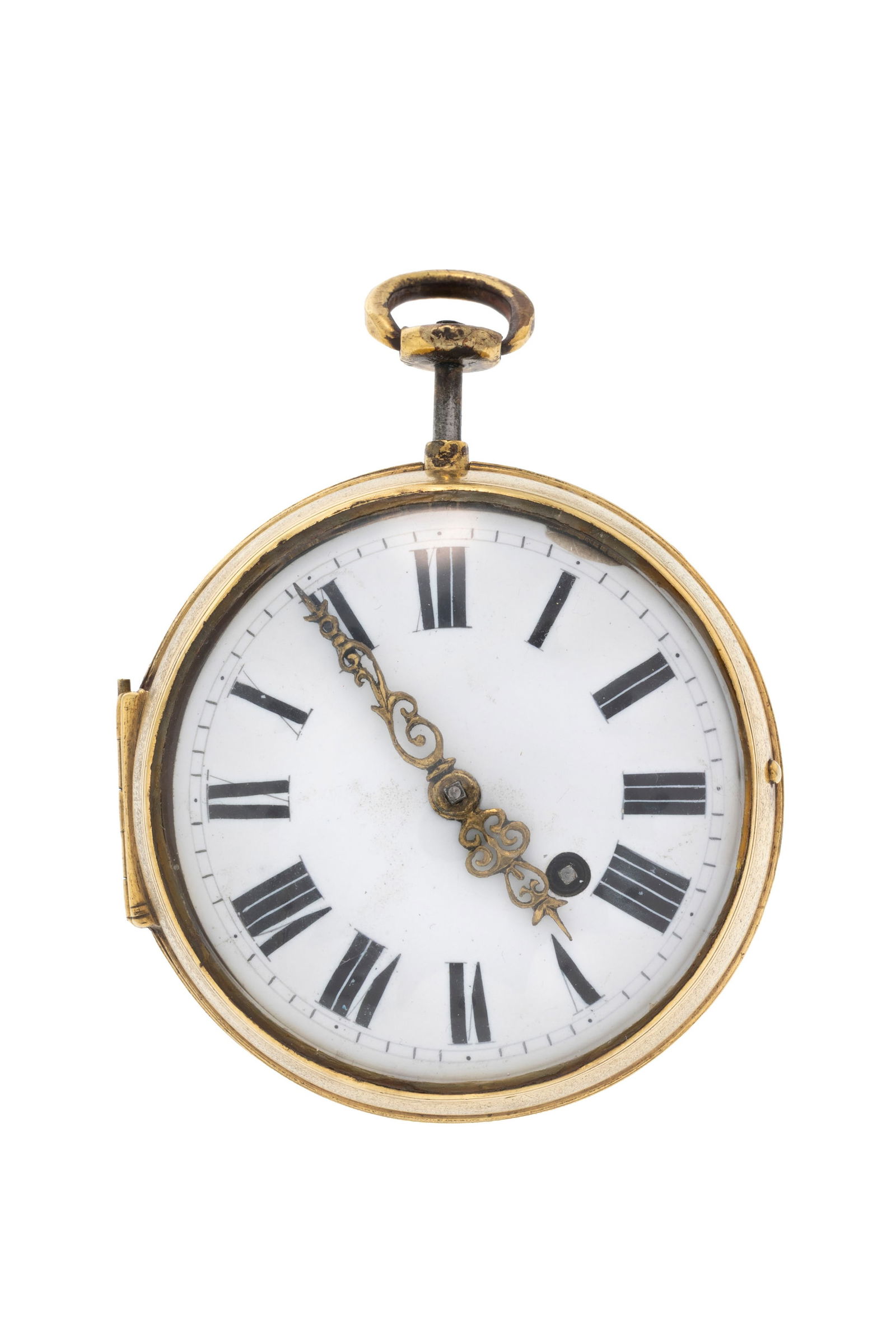 Hubert à La Rochelle, montre de poche à coq en laiton ajouré à répétit: Hubert à La Rochelle, montre de poche à coq en laiton ajouré à répétition, XVIIIe s. Mouvement: mécanique Boîtier: diam. 58 mm Complication: