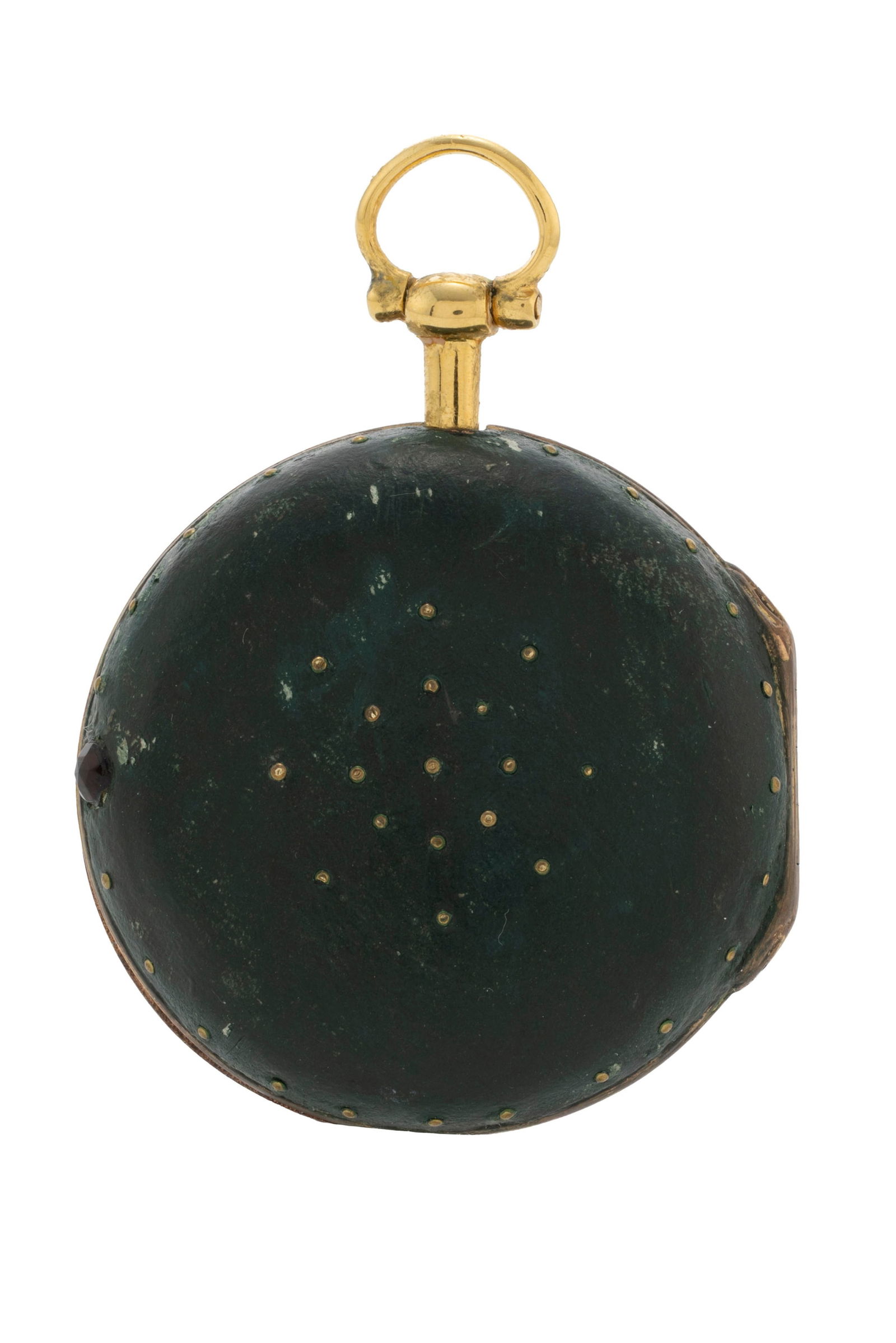 Montre de poche à coq en laiton avec boîtier de protection en laiton gainé de cuir ve - 3