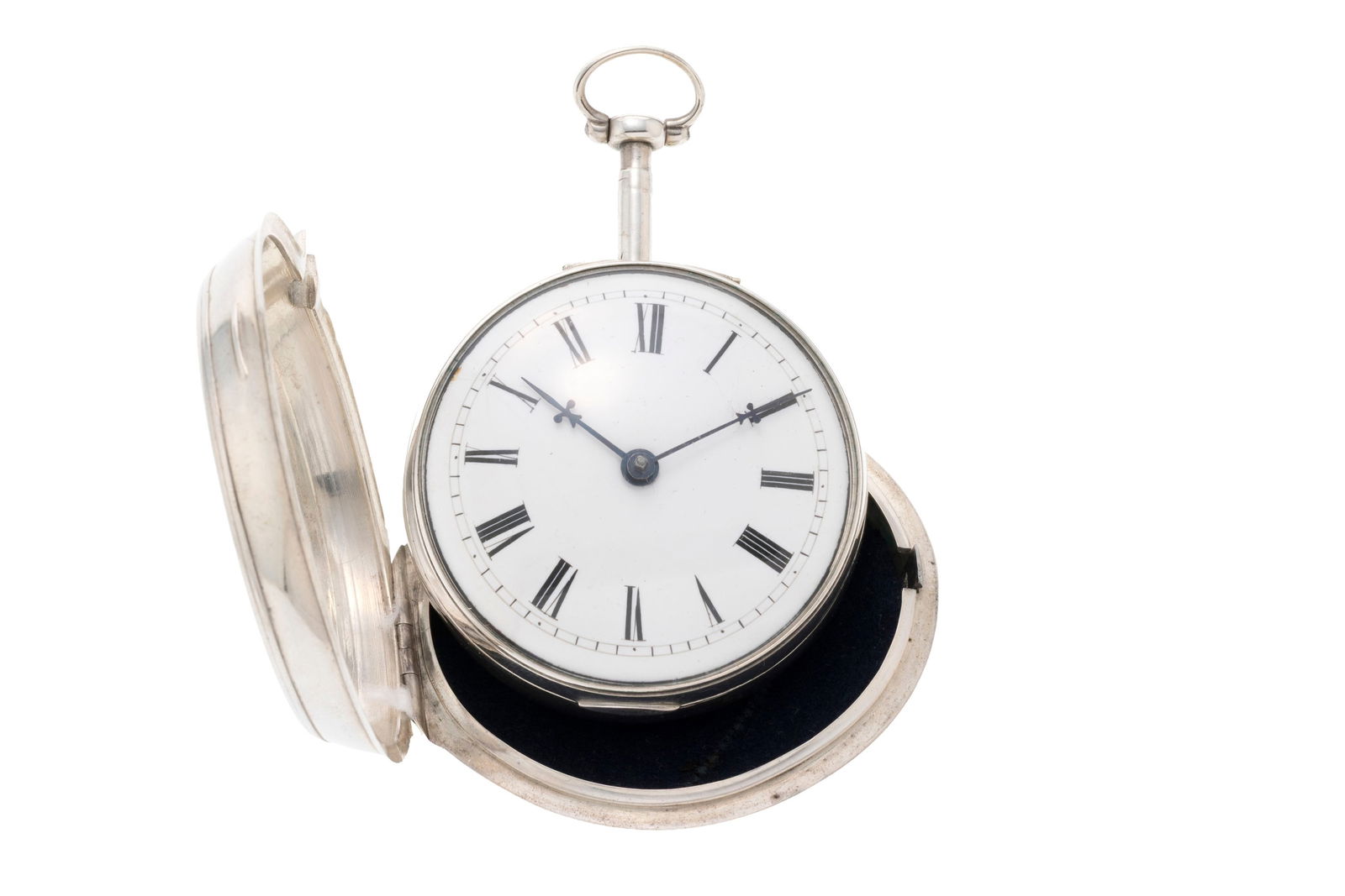 Montre de poche et boîtier de protection en argent, XIXe s. Mouvement: mécanique Bo - 2