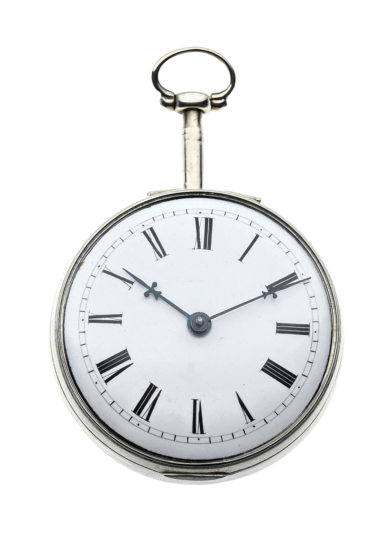 Montre de poche et boîtier de protection en argent, XIXe s. Mouvement: mécanique Bo - 5