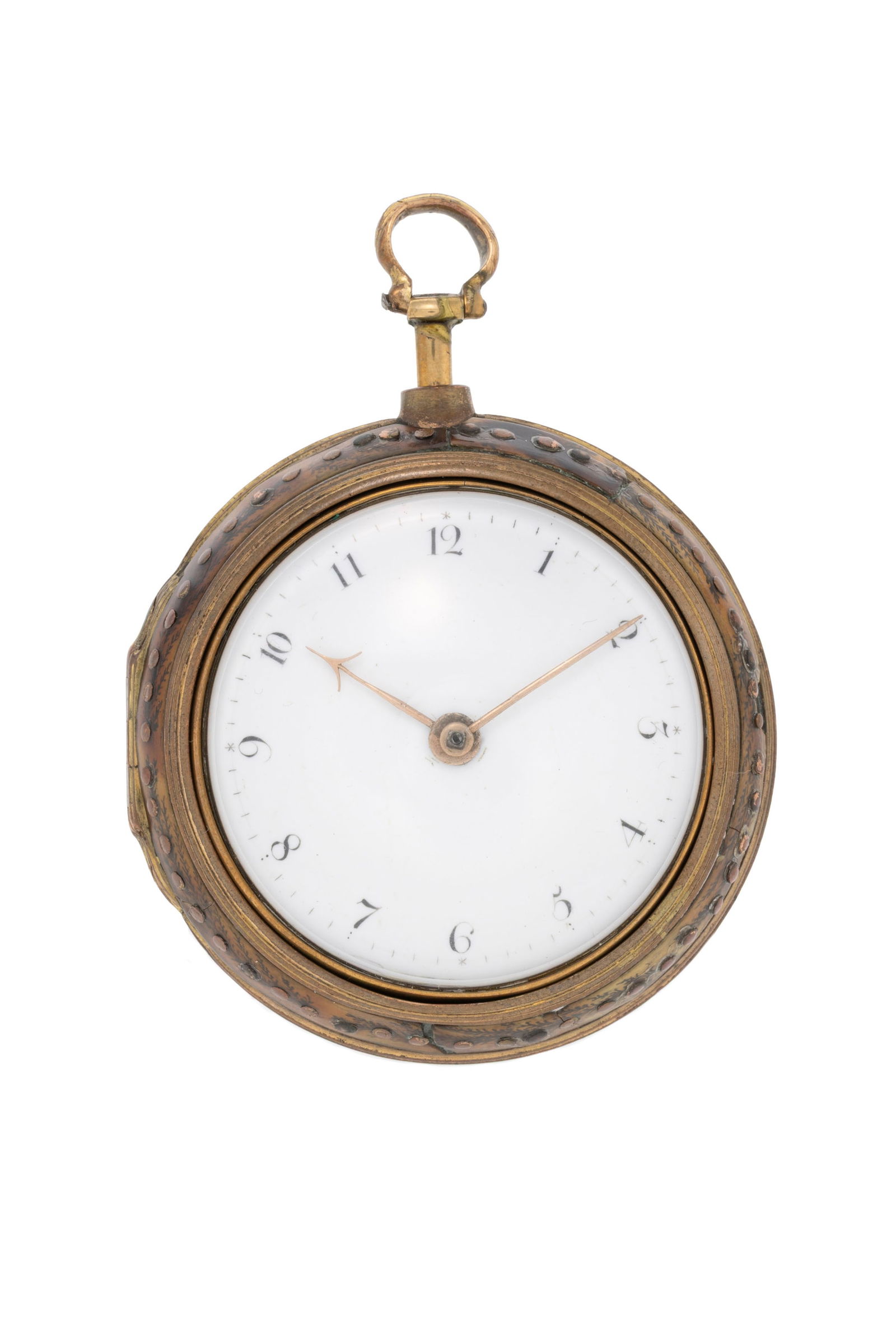 Montre de poche à coq en laiton avec boîtier de protection en laiton orné d'écai (1 of 6)