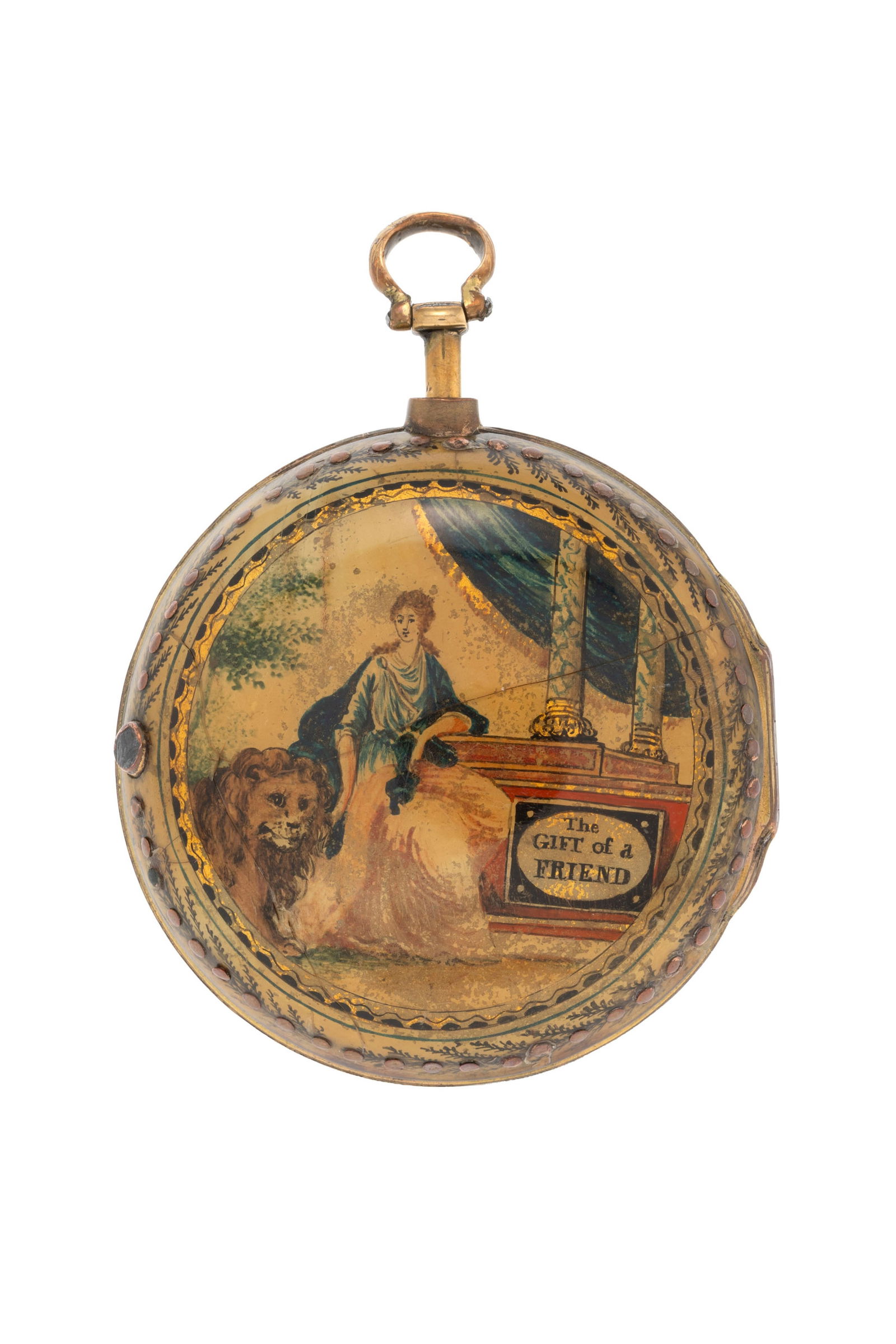 Montre de poche à coq en laiton avec boîtier de protection en laiton orné d'écai - 3