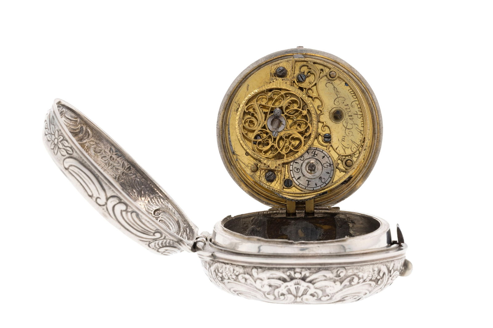 Girard Amsterdam, montre de poche à coq en argent avec indication de la date, boîtier de p - 4