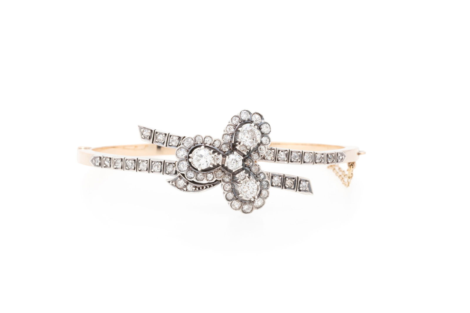 Bracelet XIXe s., transformable en broches et épingle à cheveux or et argent, le centre d& (1 of 4)