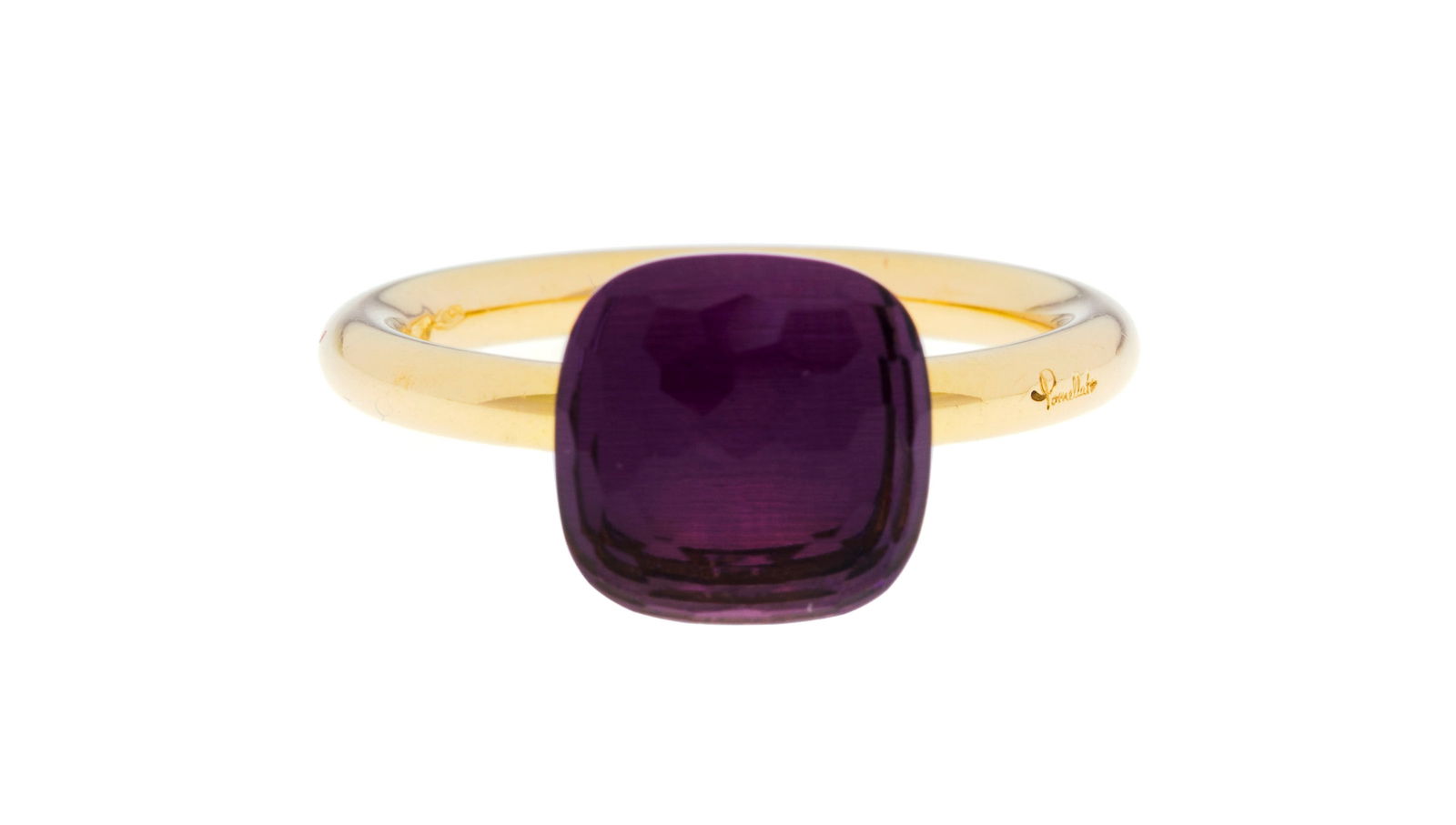 Pomellato, Nudo, bague or 750 sertie d'une améthyste facettée, signée, numérot&#: Pomellato, Nudo, bague or 750 sertie d'une améthyste facettée, signée, numérotée, doigt 58-18, 7g ConditionBon état de conservation général. Présence de