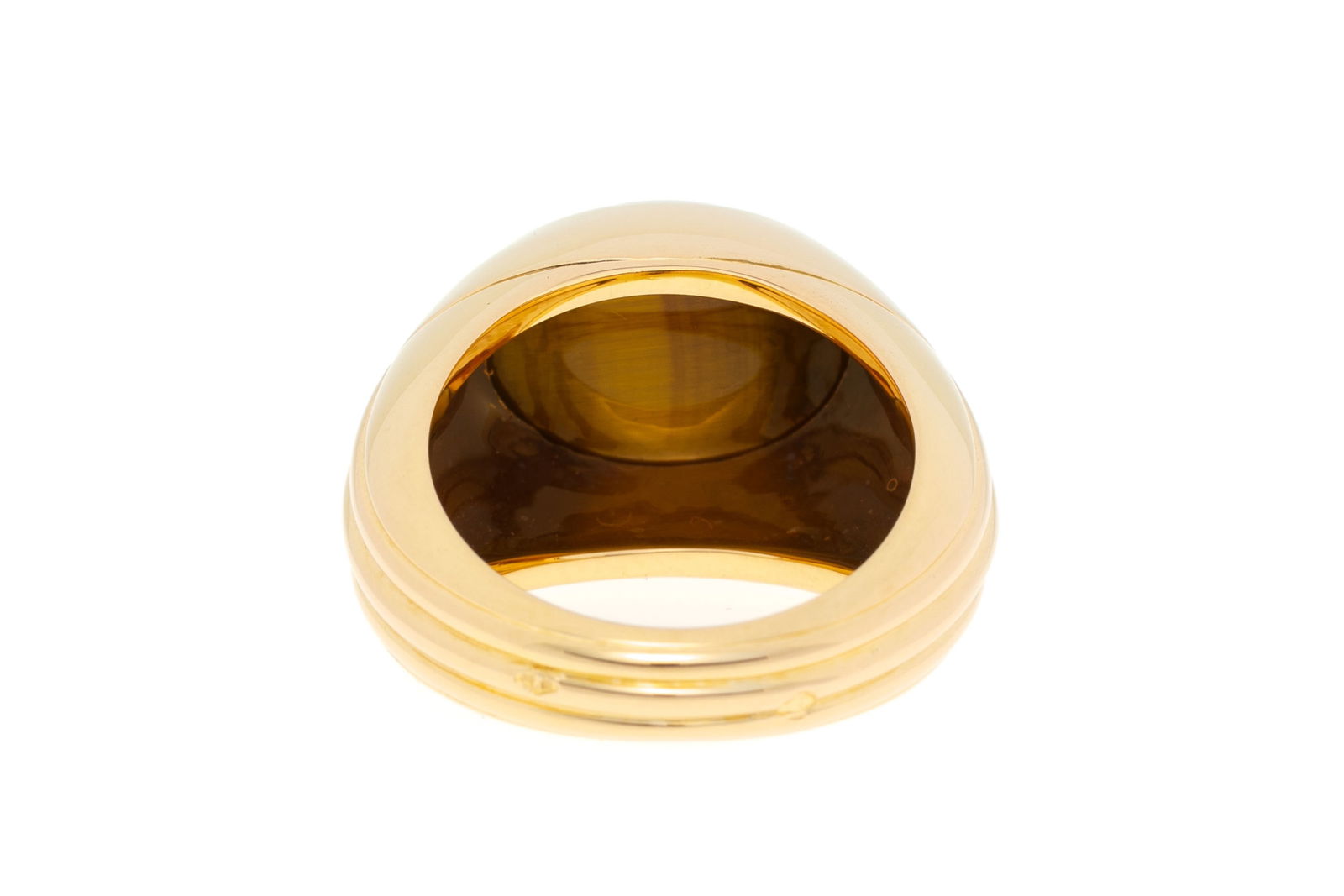 Boucheron, bague or rose 750 sertie d'un cabochon d'oeil-de-tigre, signée, numérotée  - 3