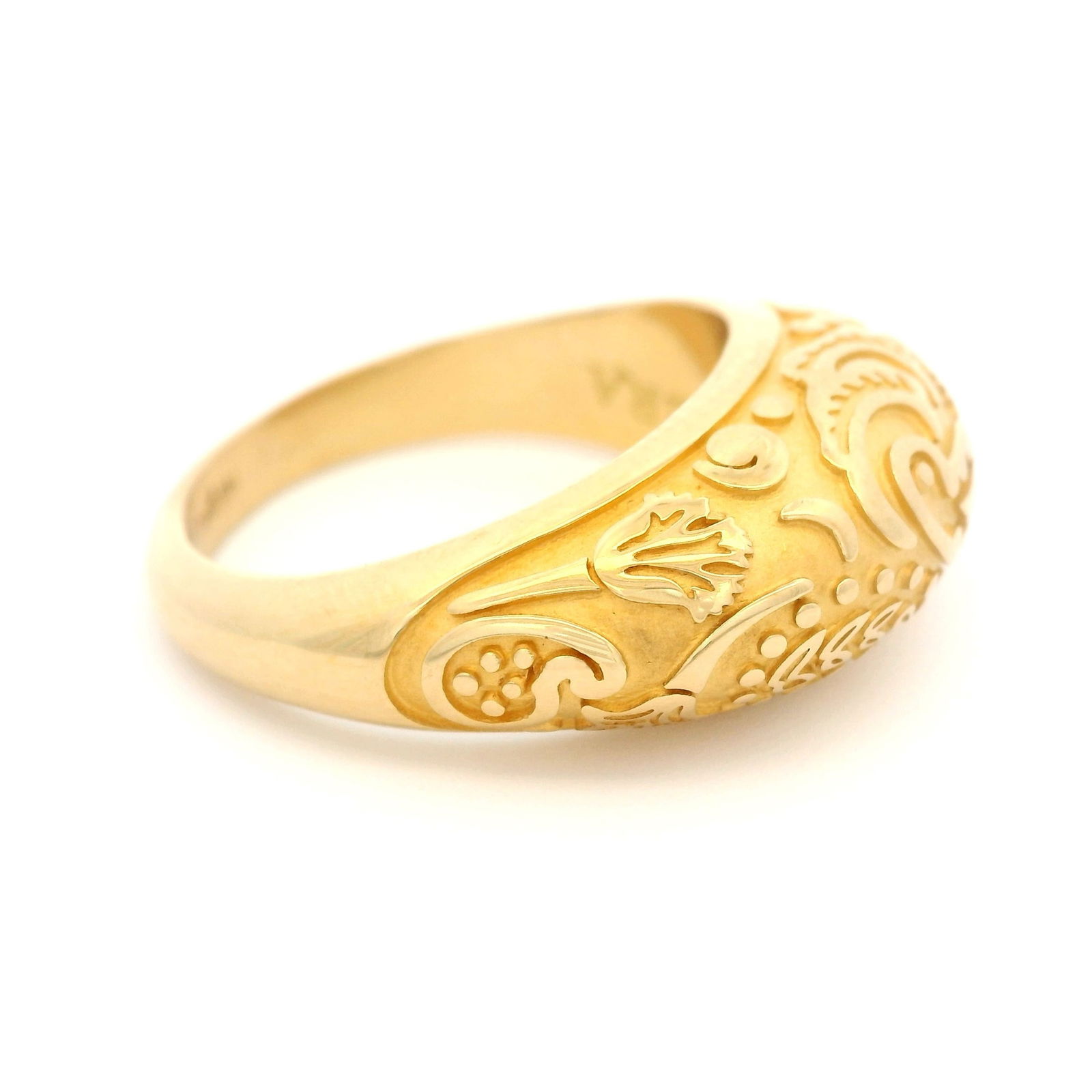 Carrera y Carrera, bague or 750 à décor végétal en relief, signée, numé - 2