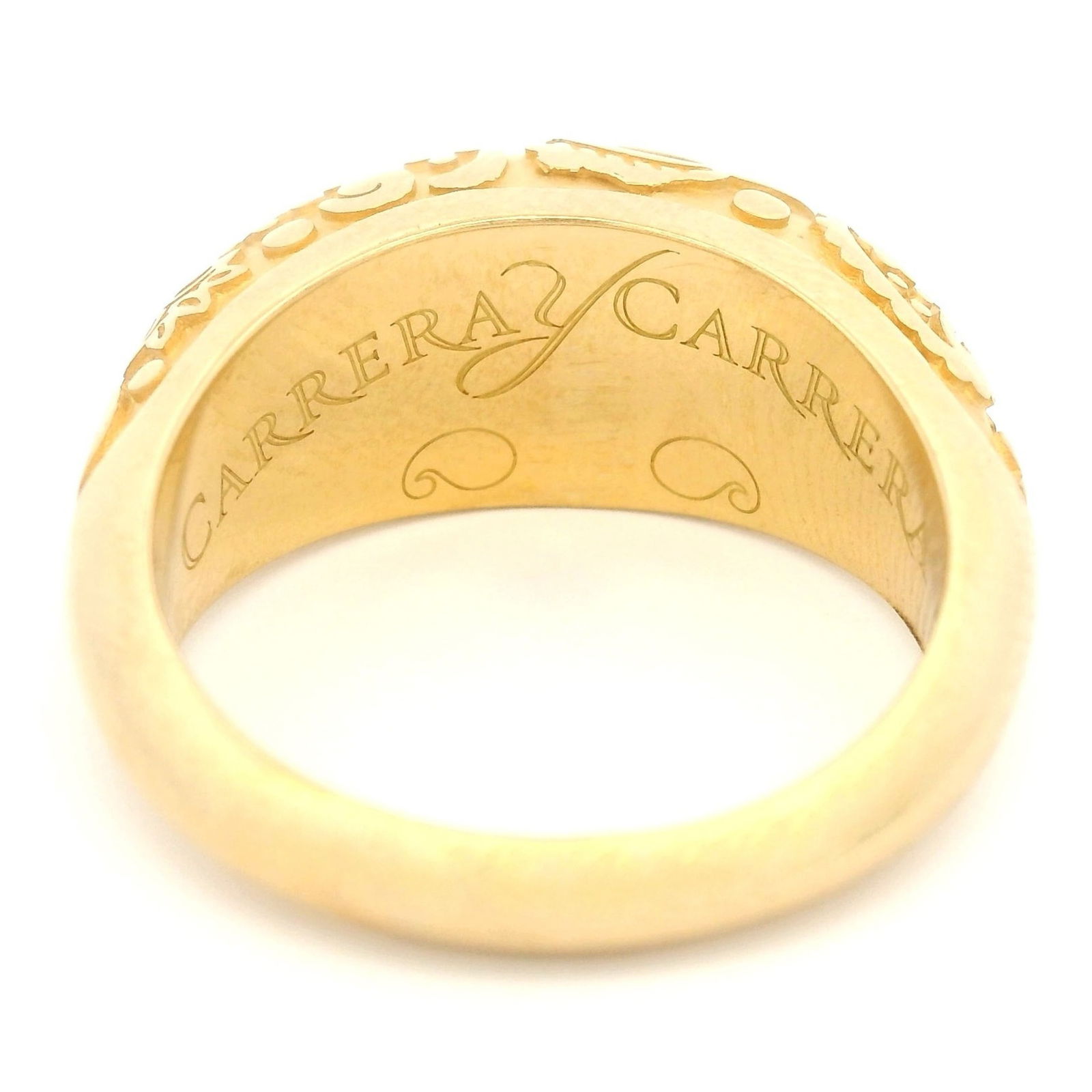 Carrera y Carrera, bague or 750 à décor végétal en relief, signée, numé - 3