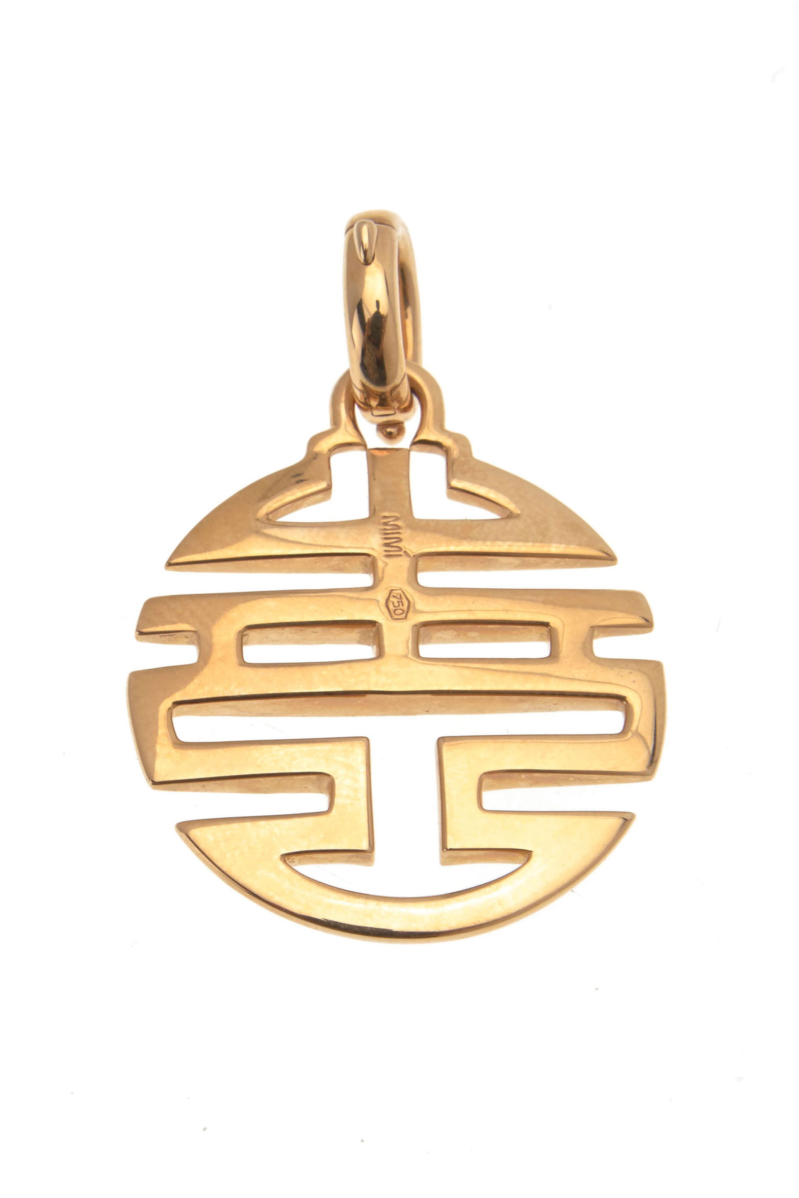 Mimi, pendentif or rose 750 ajouré stylisant le caractère Chinois Shou (longévité - 3