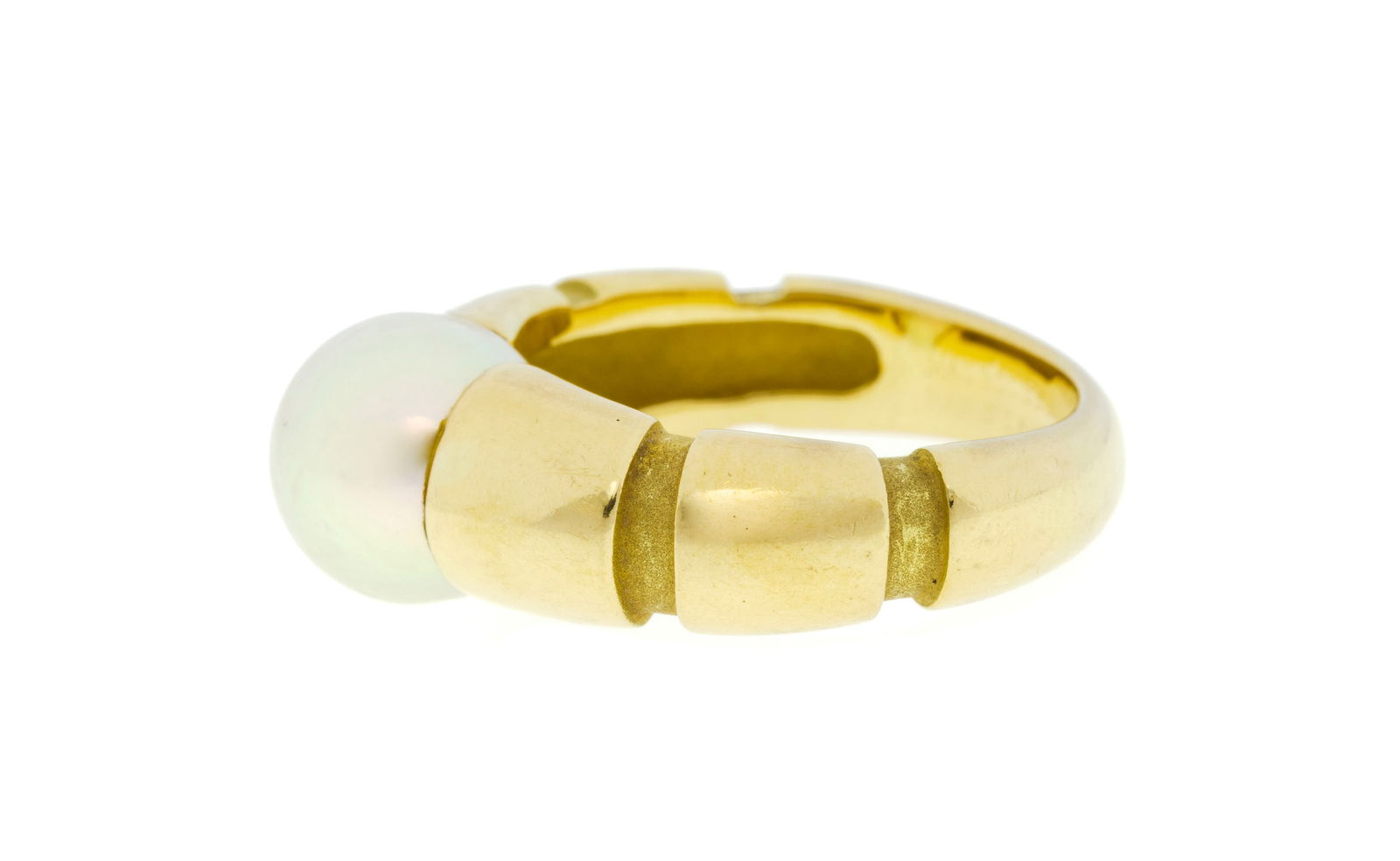 Mauboussin, bague or 750 poli et sablé ornée d'une perle de culture blanche, signée,  - 2