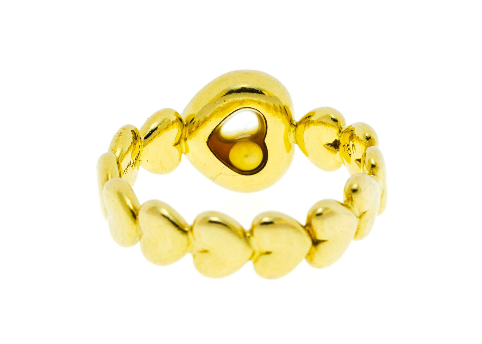 Chopard, Happy Diamonds, bague cœurs or 750 sertie de diamants dont un mobile entre deux plaque - 3