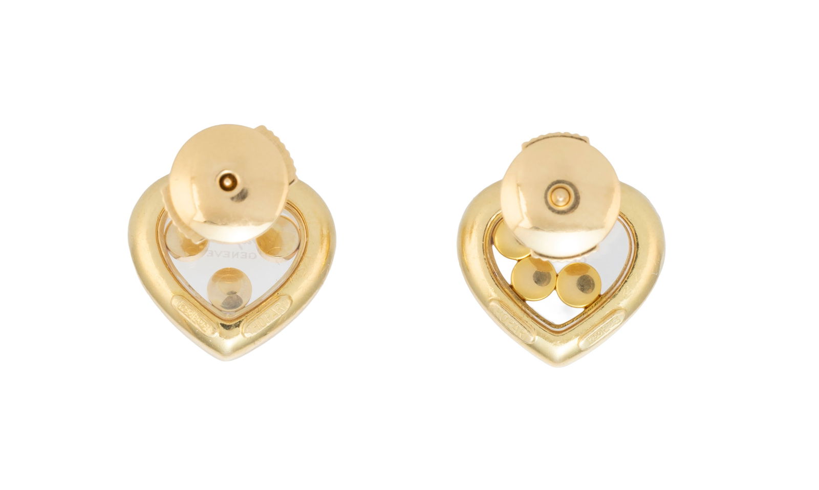 Chopard, paire de clous d'oreilles cœurs or 750 sertis de diamants taille 8/8 et brillant dont  - 3