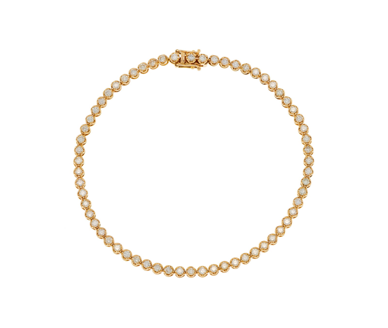 Bracelet rivière or rose 750 serti de diamants taille brillant, long. 16.4 cm: Bracelet rivière or rose 750 serti de diamants taille brillant, long. 16.4 cm ConditionTrès bon état de conservation général. 