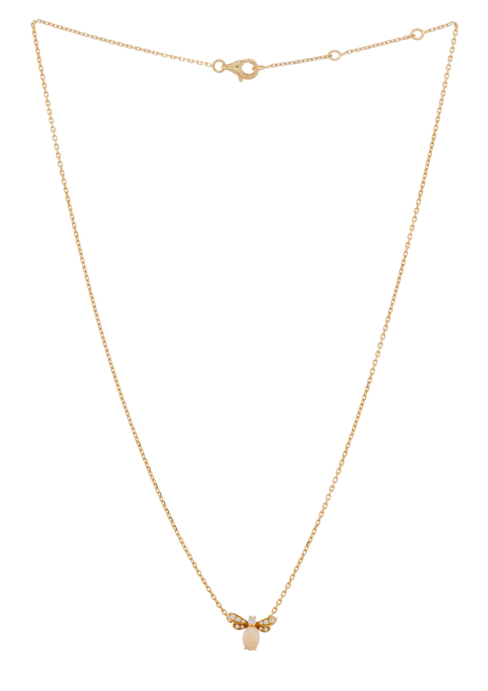 Chaumet, Attrape-moi, collier or rose 750 à maille forçat retenant une mouche sertie de di (1 of 4)