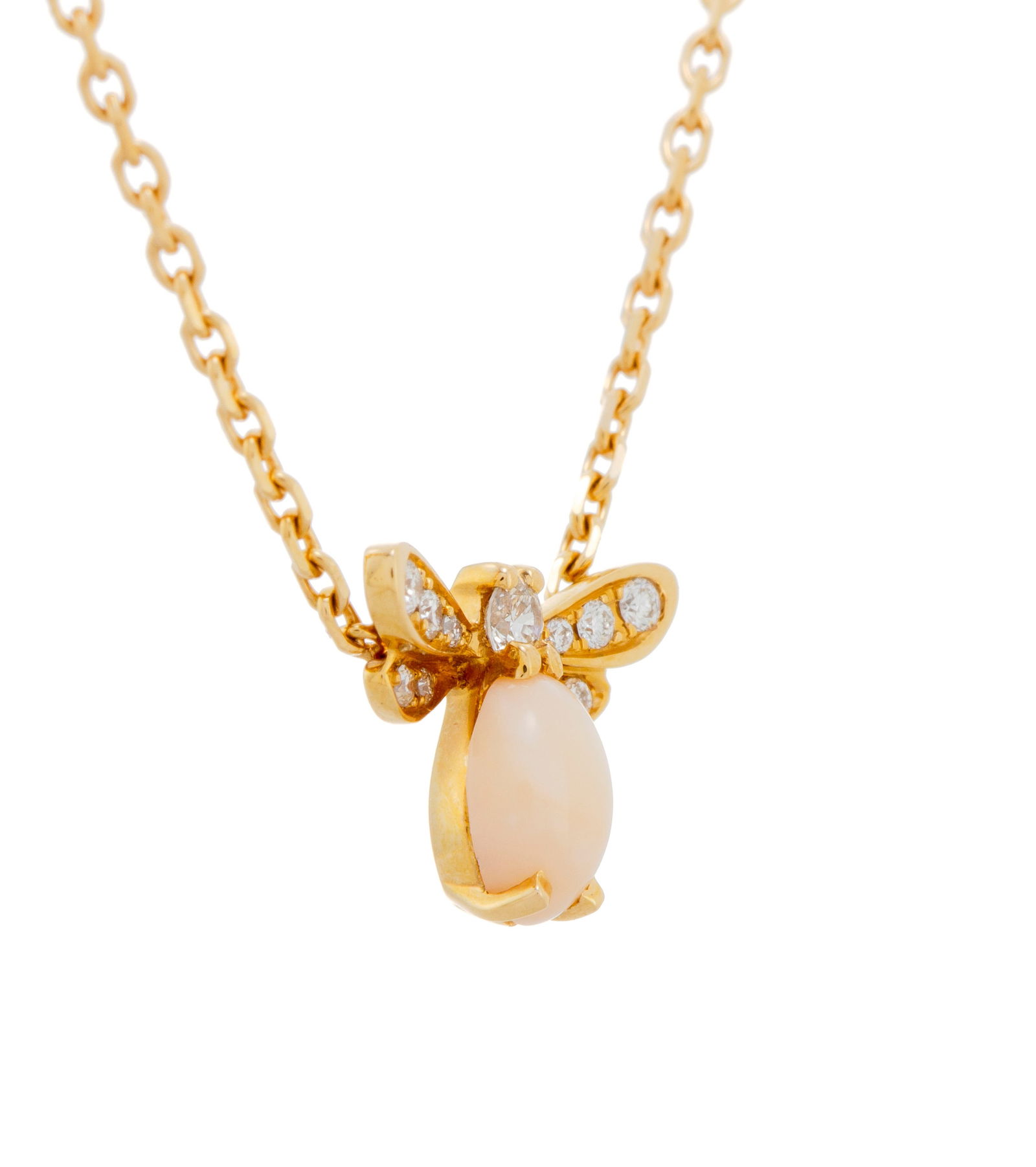 Chaumet, Attrape-moi, collier or rose 750 à maille forçat retenant une mouche sertie de di - 2