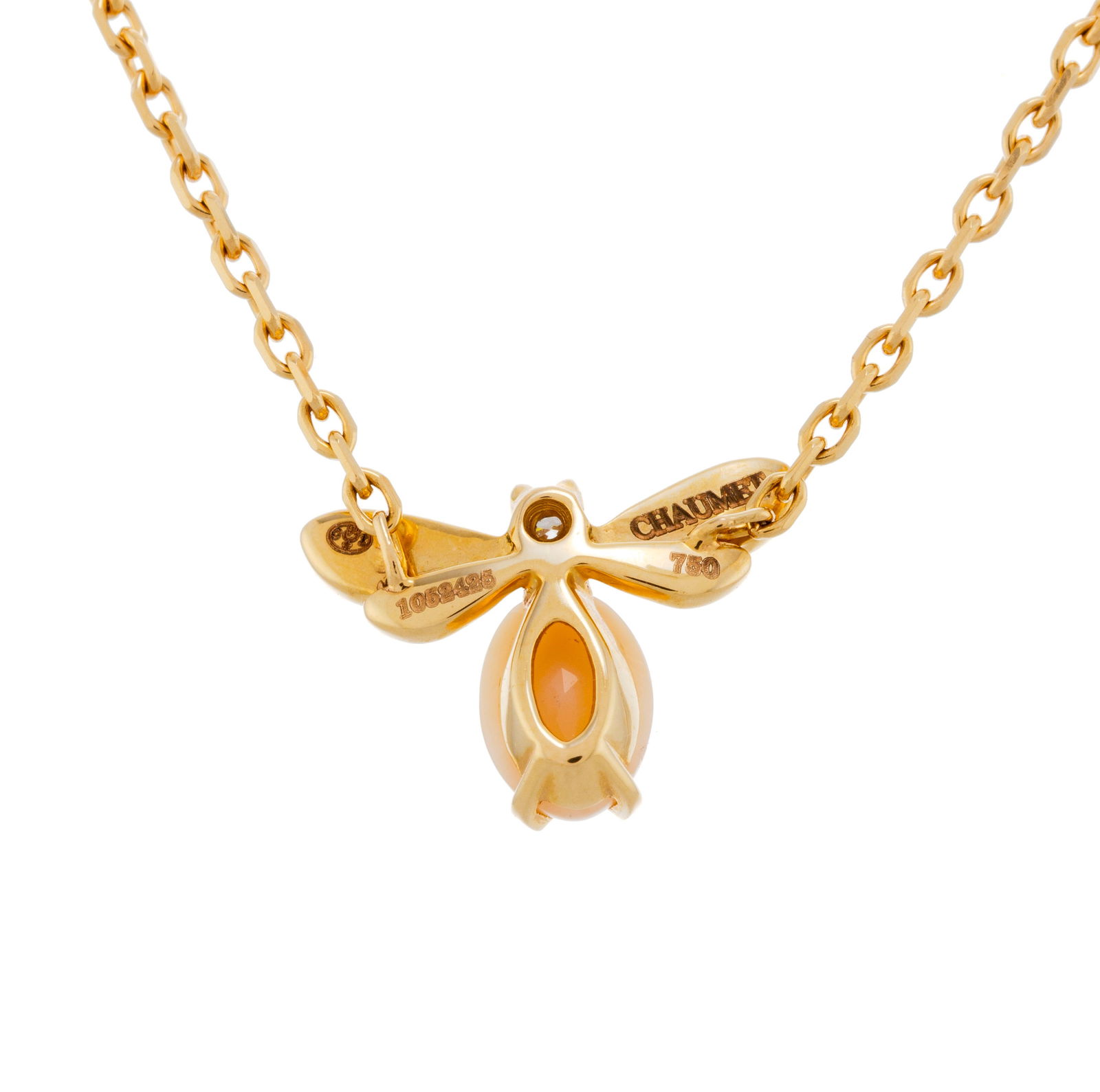 Chaumet, Attrape-moi, collier or rose 750 à maille forçat retenant une mouche sertie de di - 3