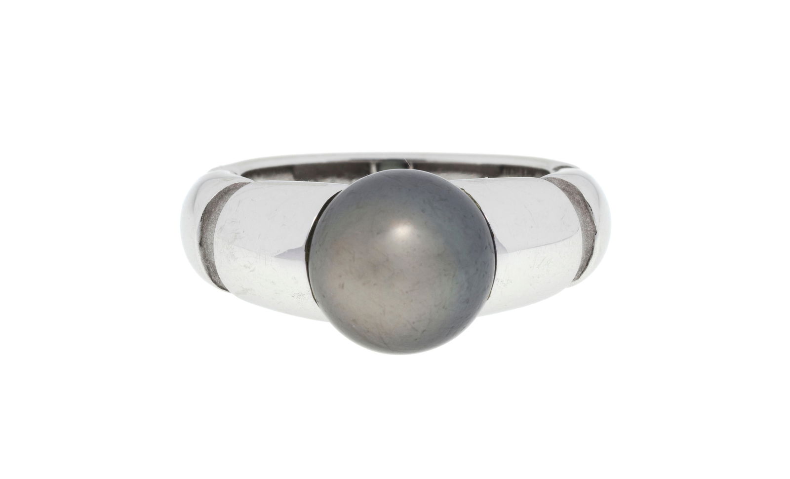 Mauboussin, bague or gris 750 poli et sablé ornée d'une perle de culture grise, signé (1 of 4)