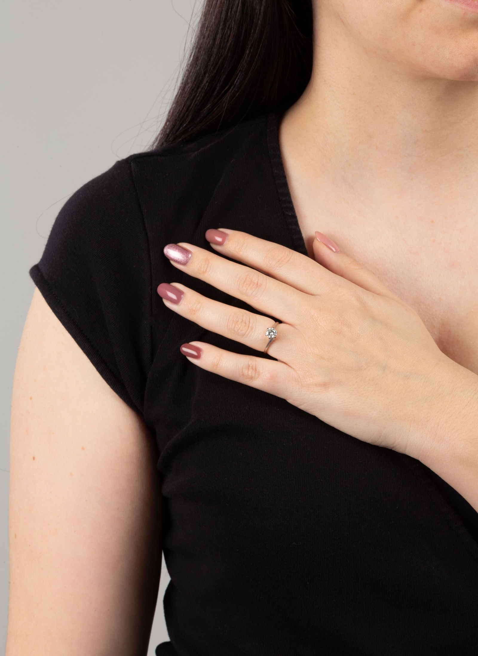 Bucherer, solitaire or gris 750 serti d'un diamant (env. 0.50 ct) taille brillant, doigt 49-9 - 4