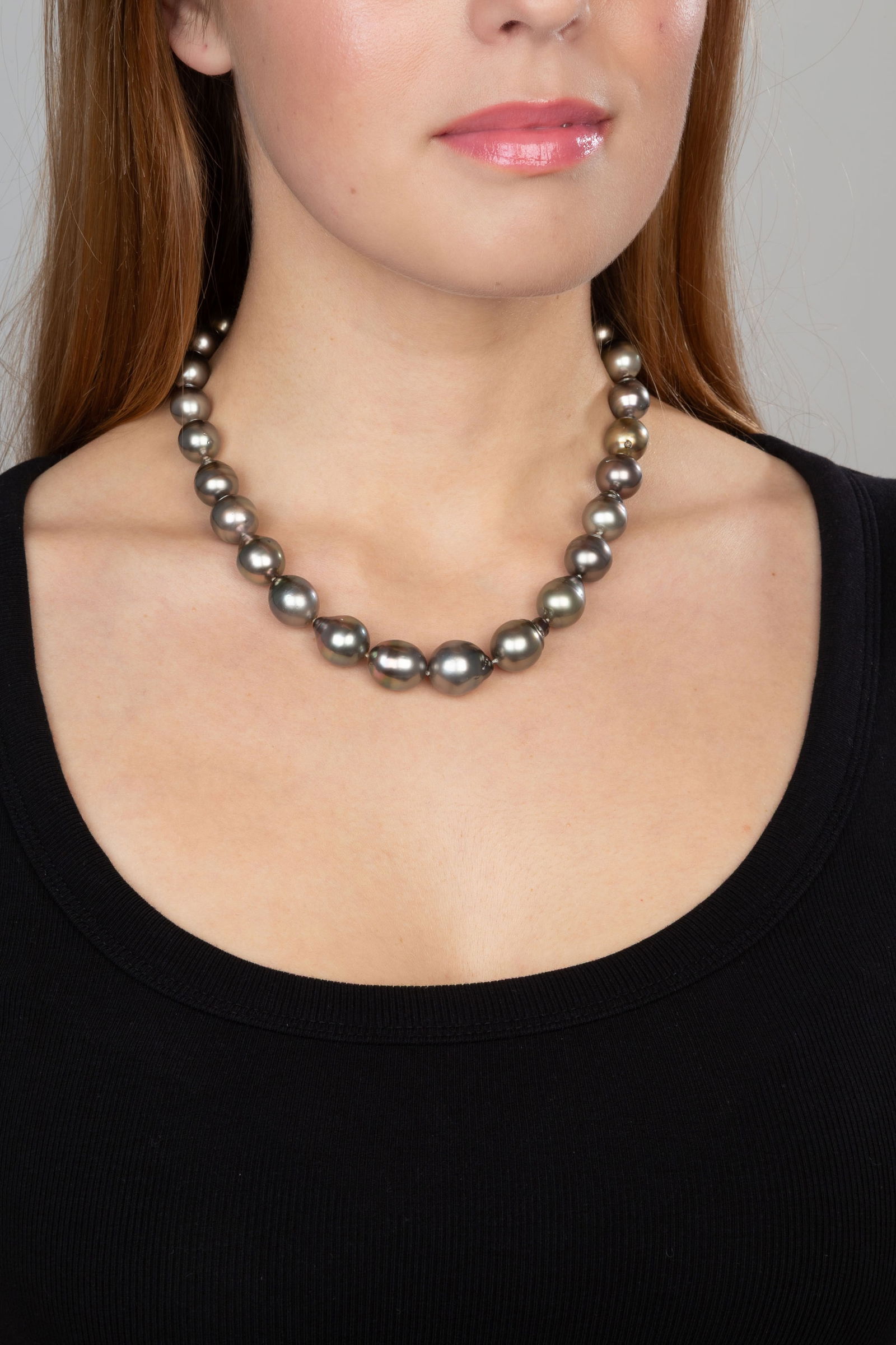 Bucherer, collier 1 rang de perles de culture baroques de Tahiti (diam. 11.4 - 15.8 mm), fermoir en  - 4