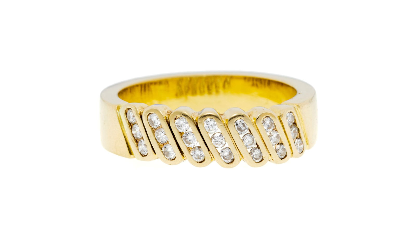 Bague or 750 sertie de lignes de diamants taille brillant, doigt 56-16, 8g (1 of 4)